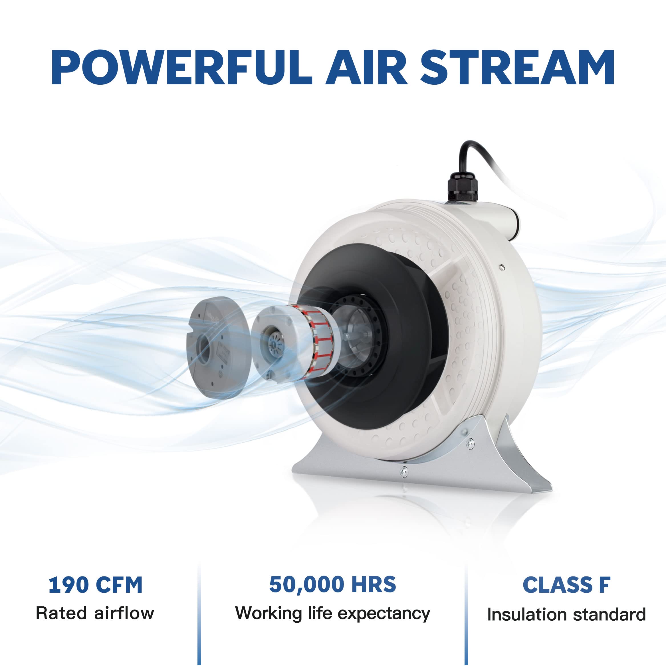 Xyfair Xyf Air Pf 100 | Radon Mitigation Fan 4'' 190Cfm | Waterproof Duct Fan (Indoor/Outdoor)
