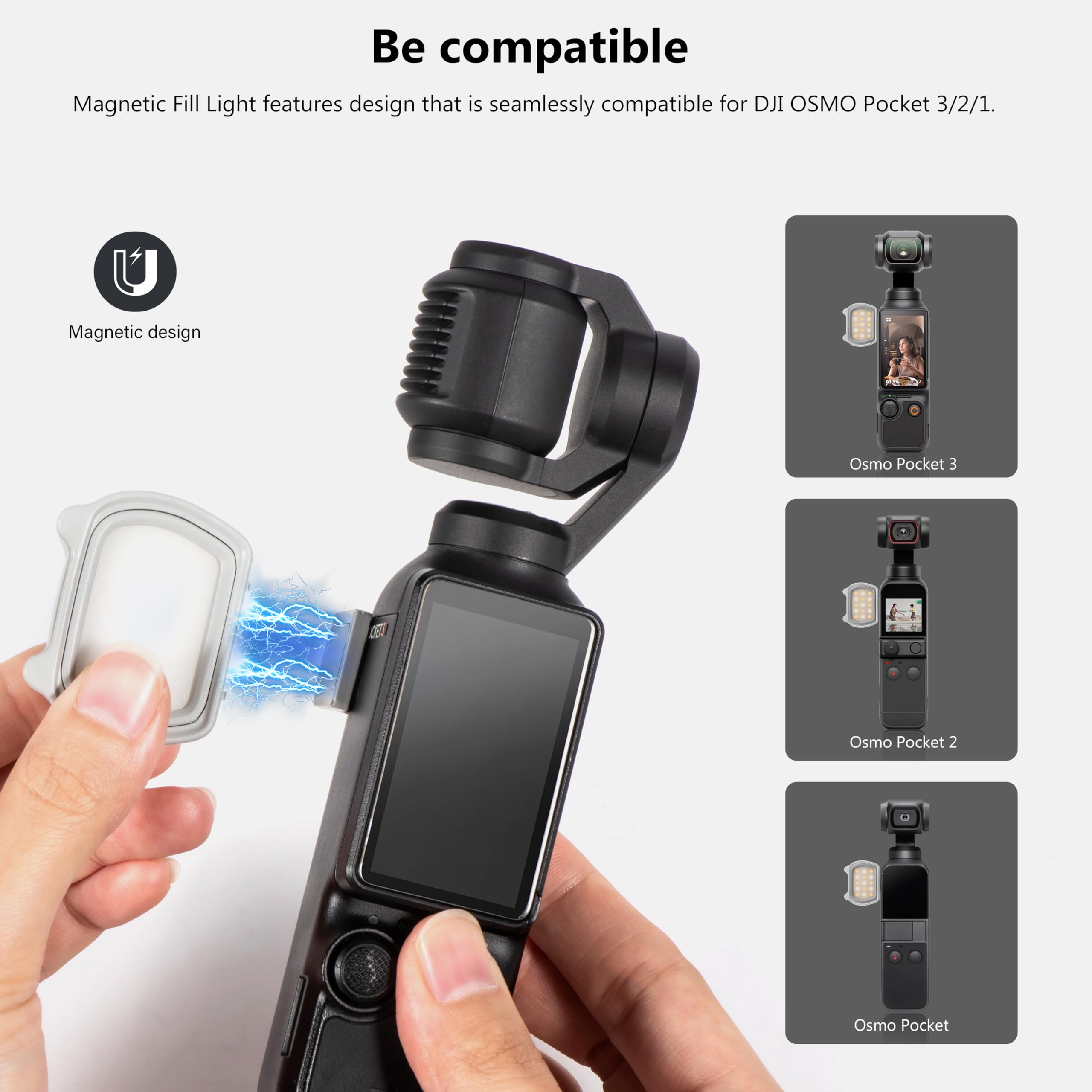 Startrc Magnetic Fill Light For Dji Osmo Pocket 3 Creator Combo, Magnetic Mount Compatible With Dji Pocket 3/Osmo Mobile 7P/7/6 Accessories