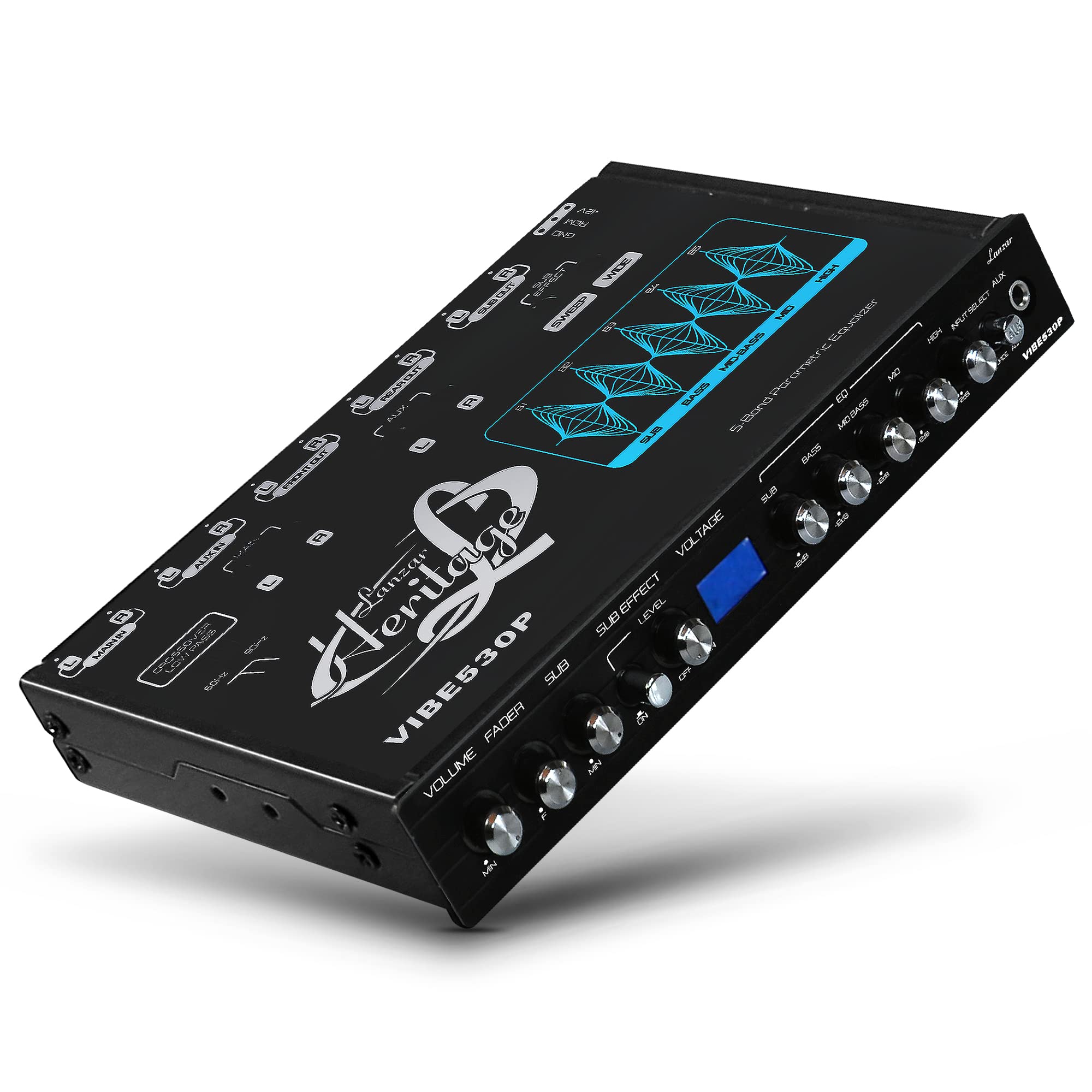 Lanzar Parametric Equalizer With Subwoofer   9 Volt Rms Pre Amp Output With Voltage Meter, Subwoofer Gain Control & Bass Driver,