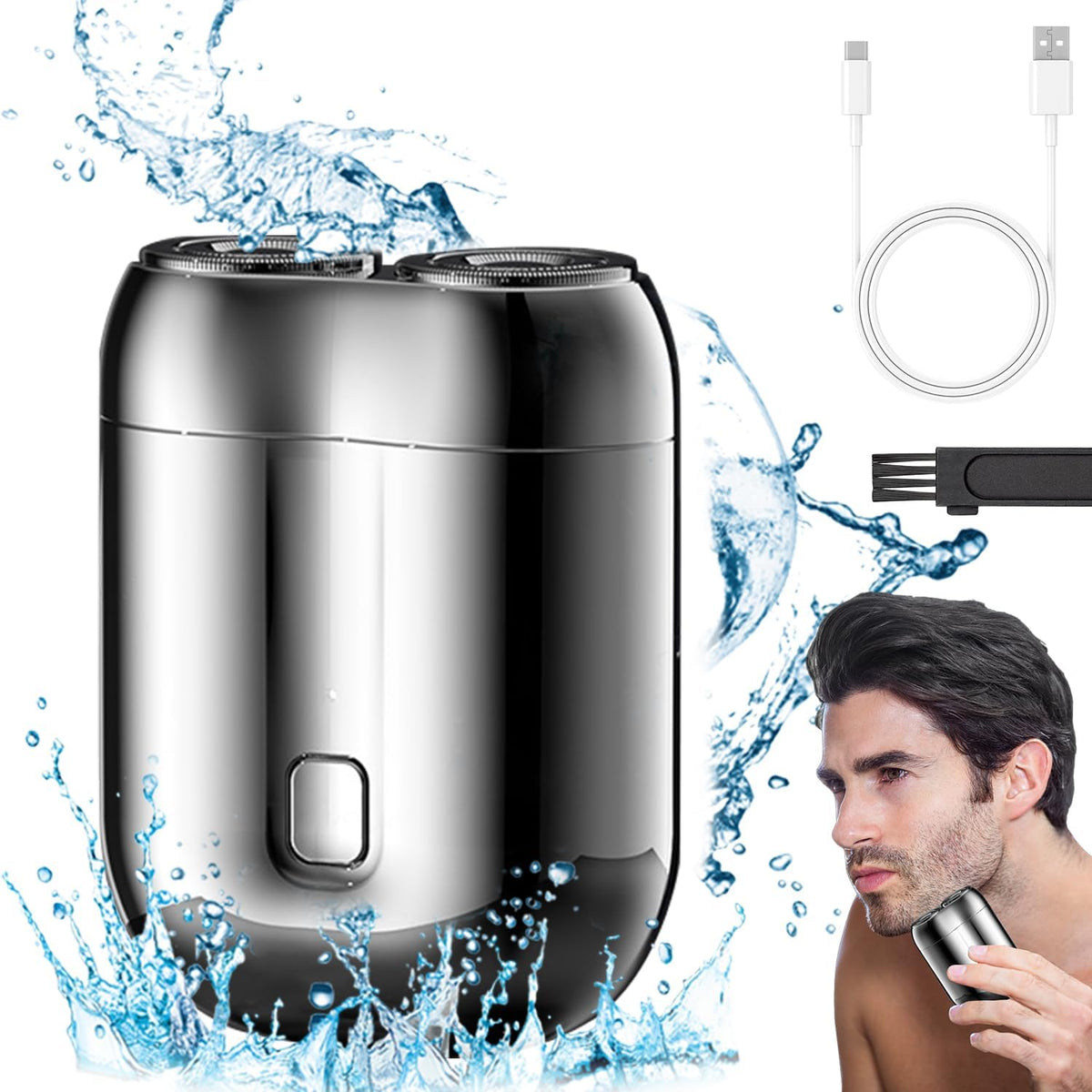 2025 New Model Mini Dual Head Electric Shaver, Electric Mini Portable Razor, Pocket Size Washable Double Head Razor, Rechargeabl