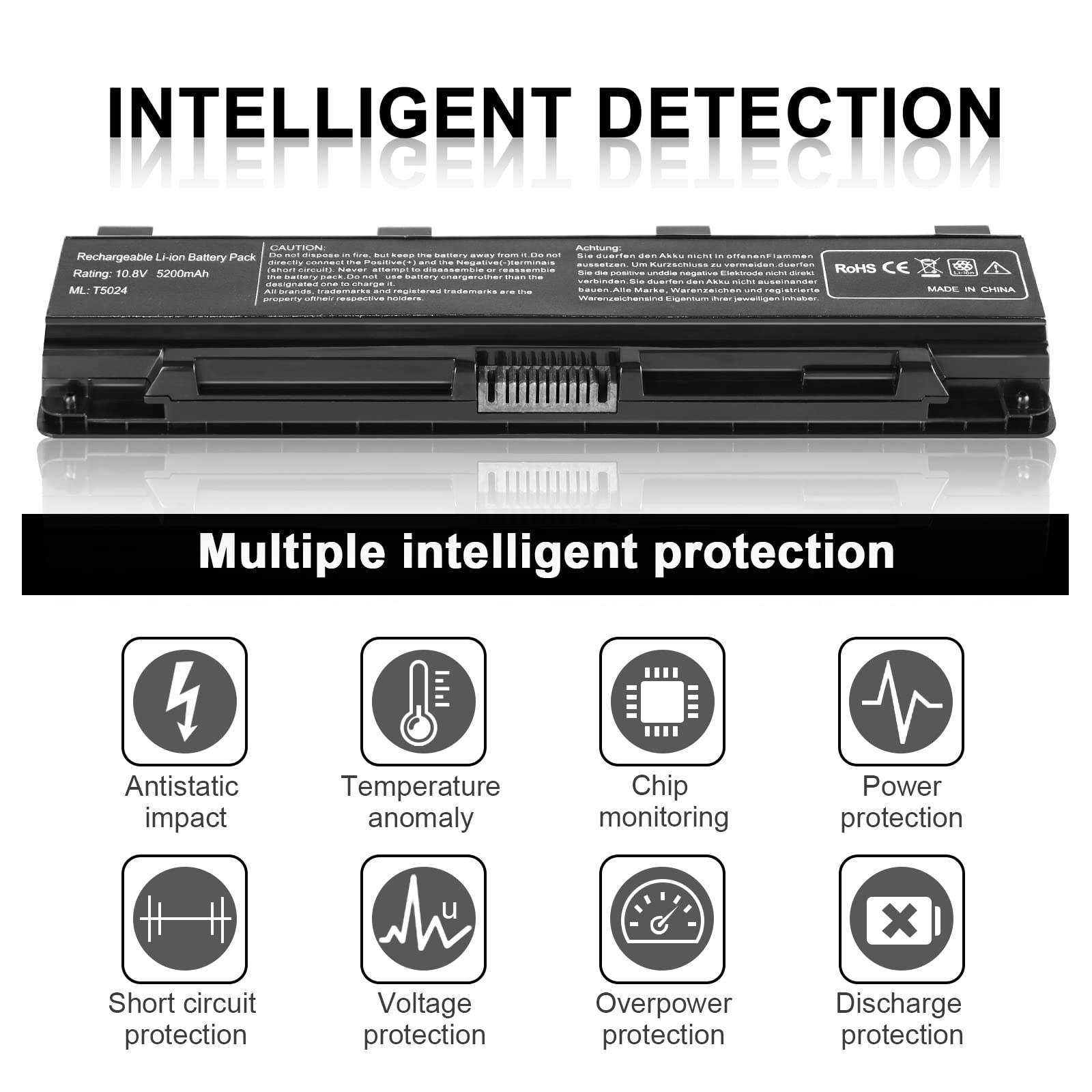 TSKYBEAR Li-ion Laptop Battery PA5024U-1BRS for Toshiba Satellite C55 C855 L855 P855 S855 Series 6-Cell 56Wh 10.8V Black