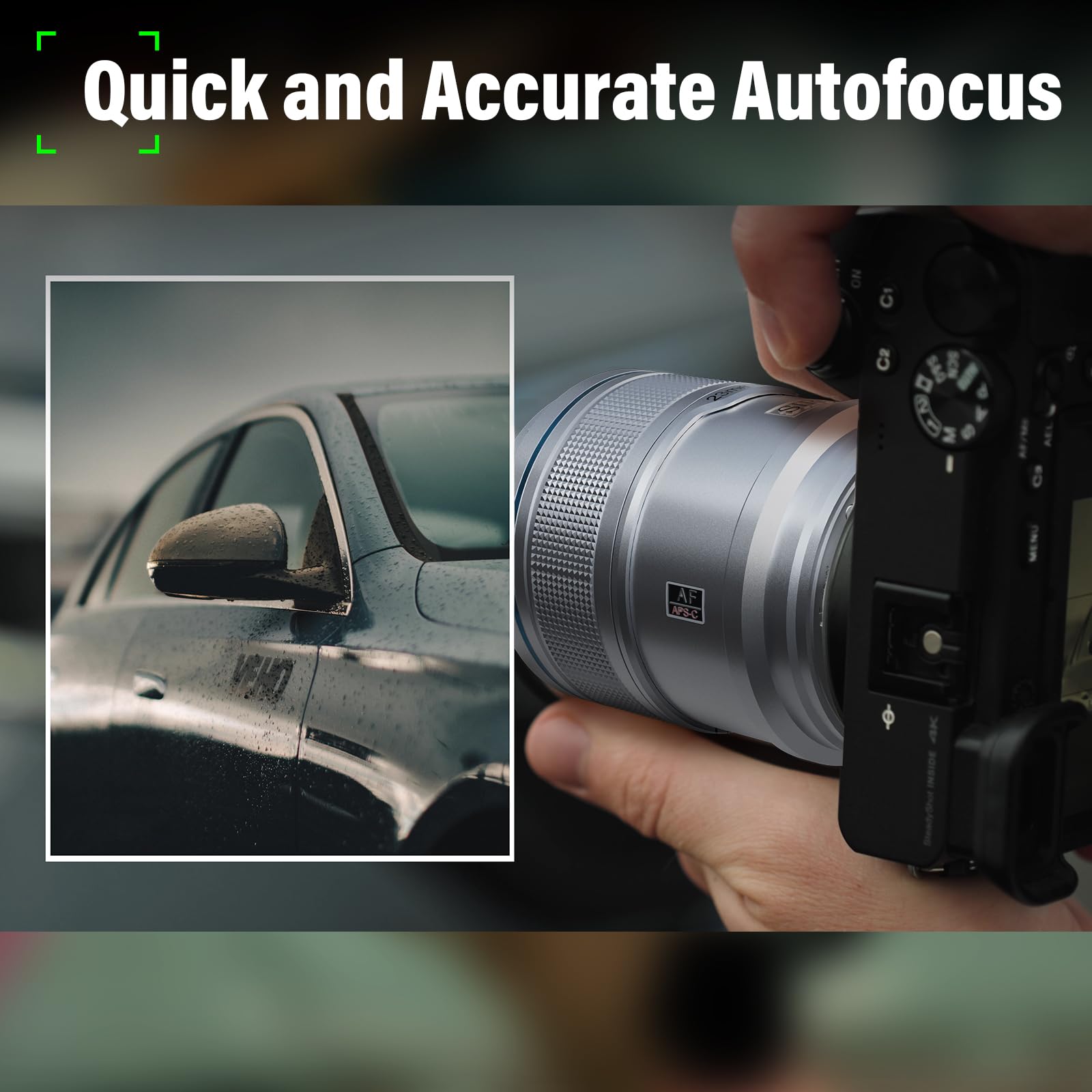 Sirui Sniper 23Mm Autofocus Lens, F1.2 Wide Angle Aps C Camera Lens For A5 A6 A7 Fx A9 Zv E Series (E Mount, Silver)