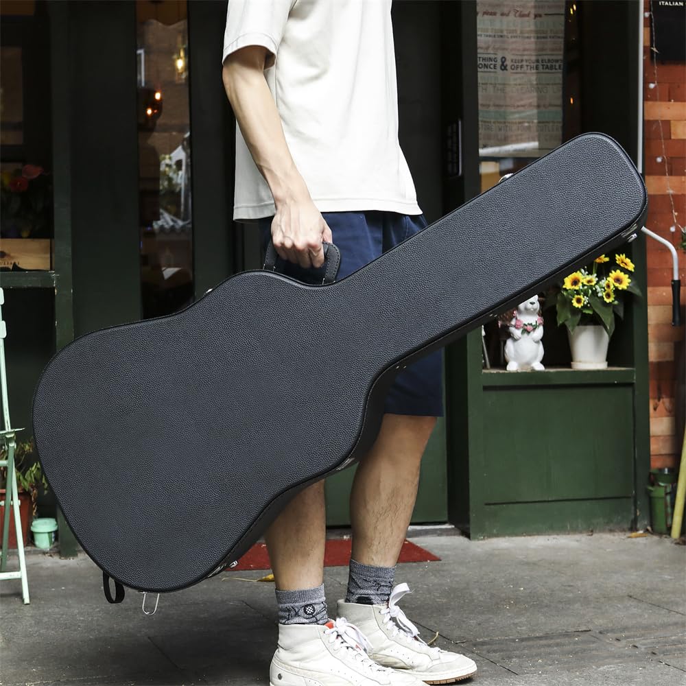 Zehuoge Hard Shell Guitar Cases - Wooden, Lockable, Black For 41  Guitar