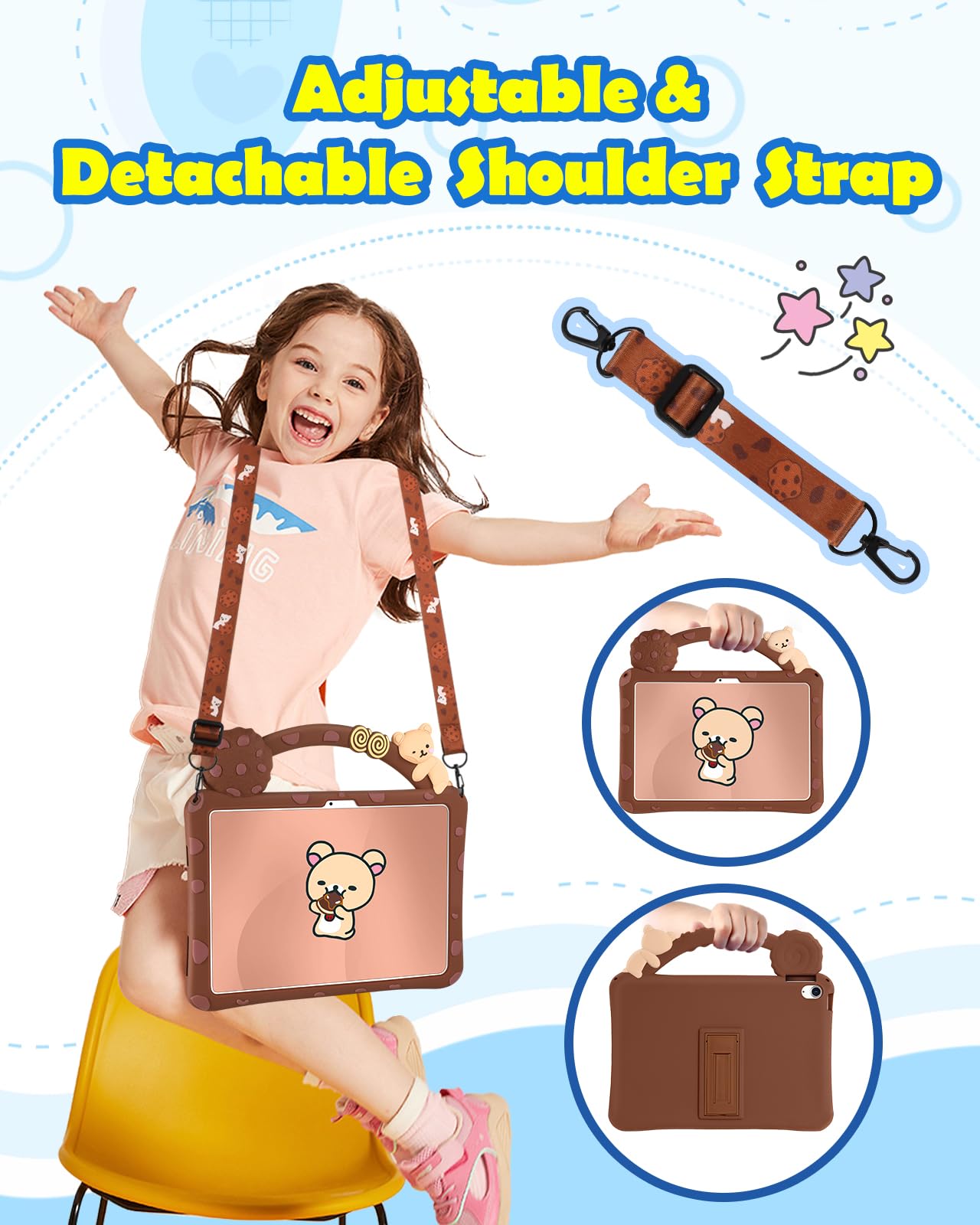 Wazzasoft For Ipad 10Th Generation Case 10.9 Inch Girls Boys Cute Kawaii Cover 3D Cartoon Girly Women Soft Silicone With Rotatin