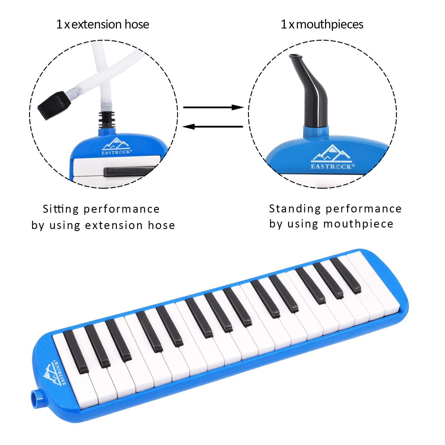 Eastrock 32 Key Melodica Instrument Keyboard Soprano Piano Style With Mouthpiece Tube Sets And Carrying Bag For Beginners Adults