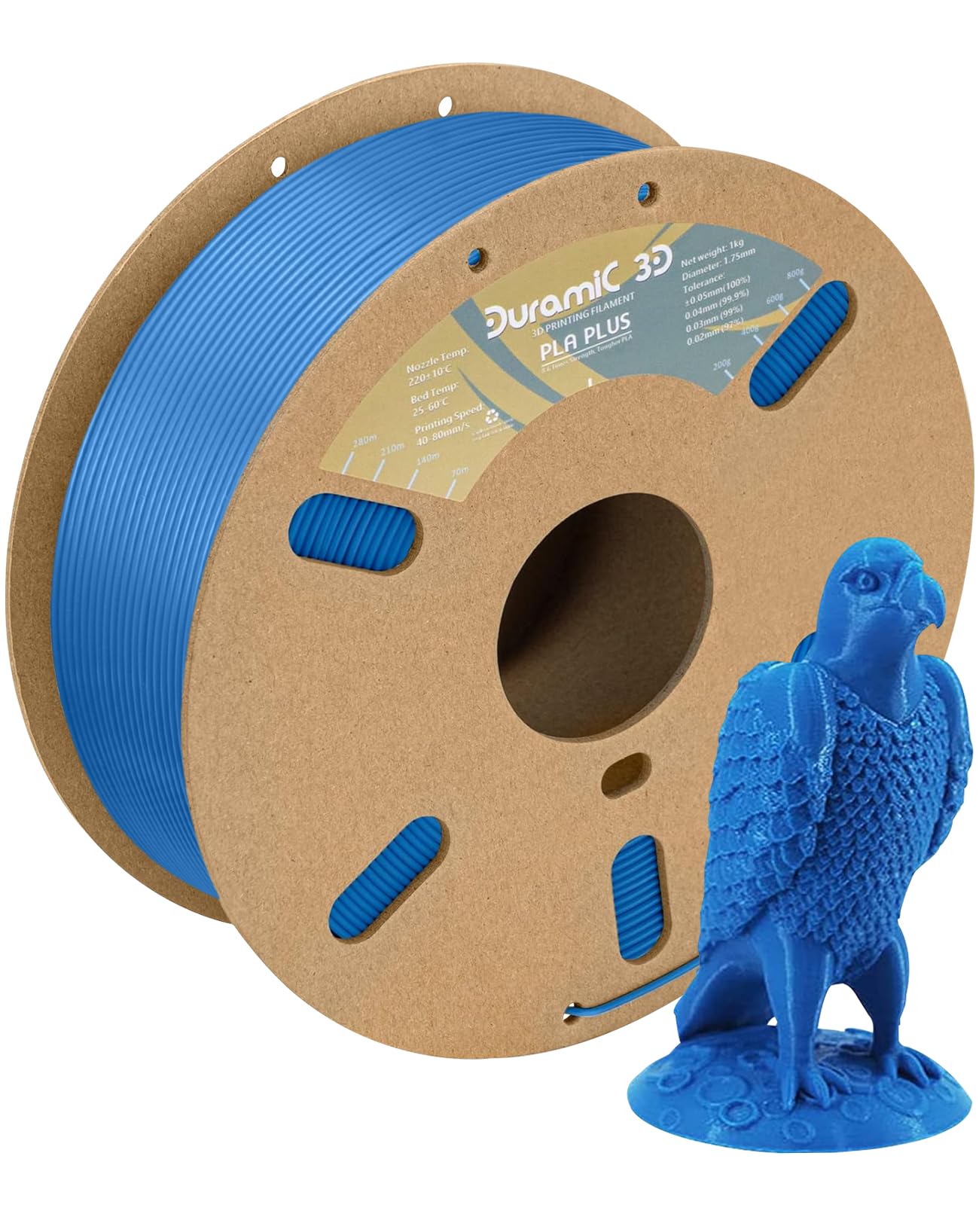 DURAMIC 3D PLA+ Filament 1.75mm 1Kg Blue, PLA Plus Filament 1Kg Spool(2.2lbs) Tougher and Stronger, Dimensional Accuracy Probabi