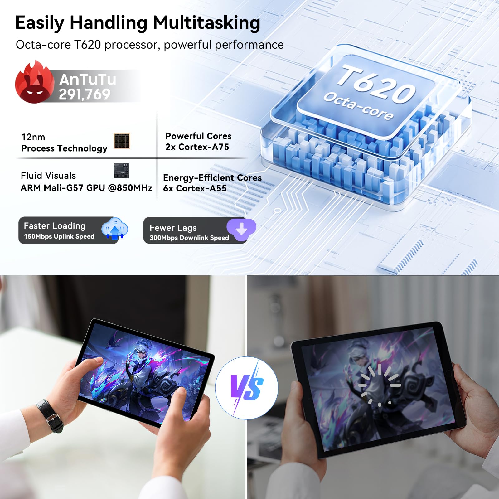 Blackview 13'' Android Tablet Mega8 2025, 256Gb Rom, Octa-Core Unisoc T620 Gaming Tablet, Android 15 Tableta,11000Mah/18W,13 Inc