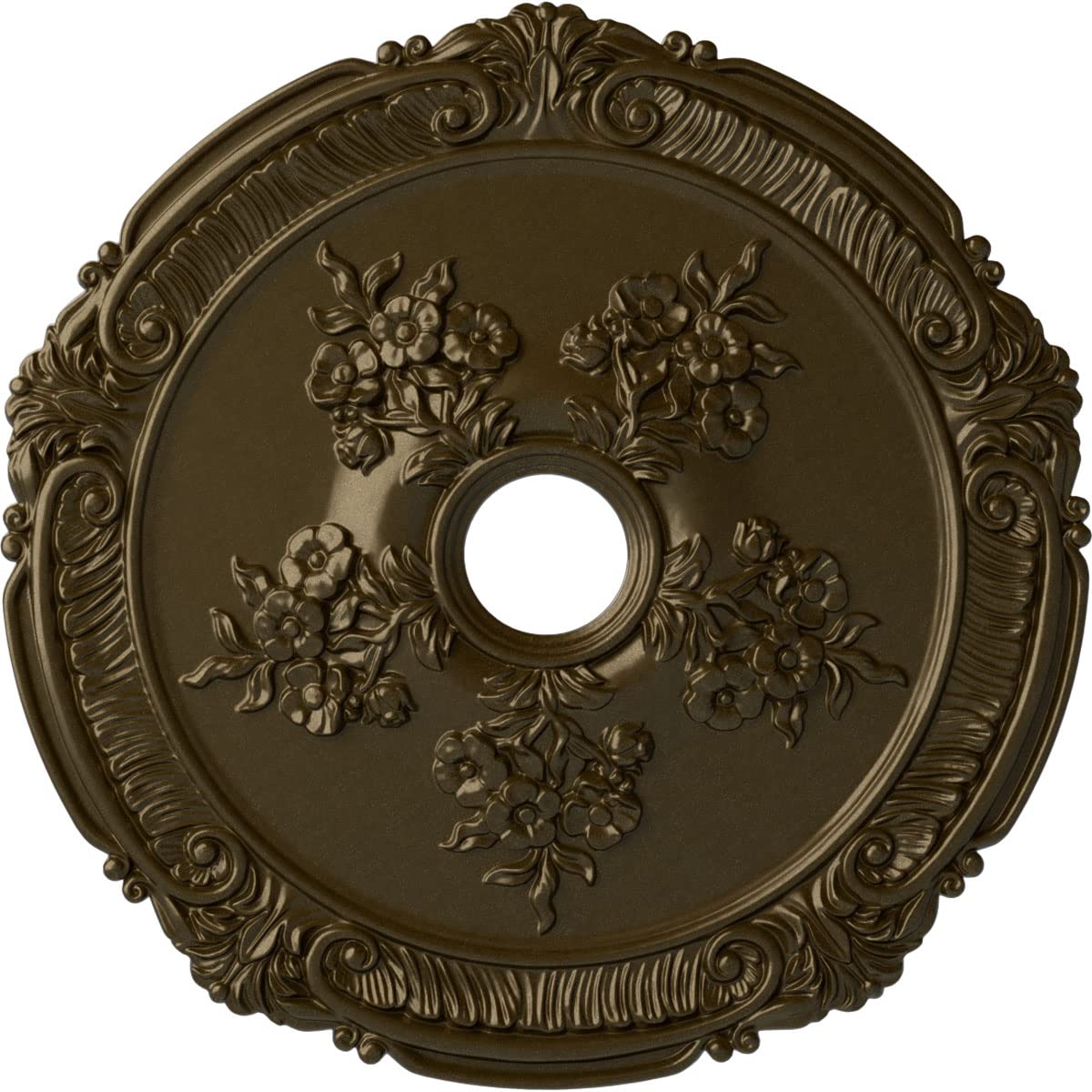 Ekena Millwork Cm26Atbrs Attica With Rose Ceiling Medallion, 26''Od X 3 3/4''Id X 1 1/2''P, Hand Painted Brass