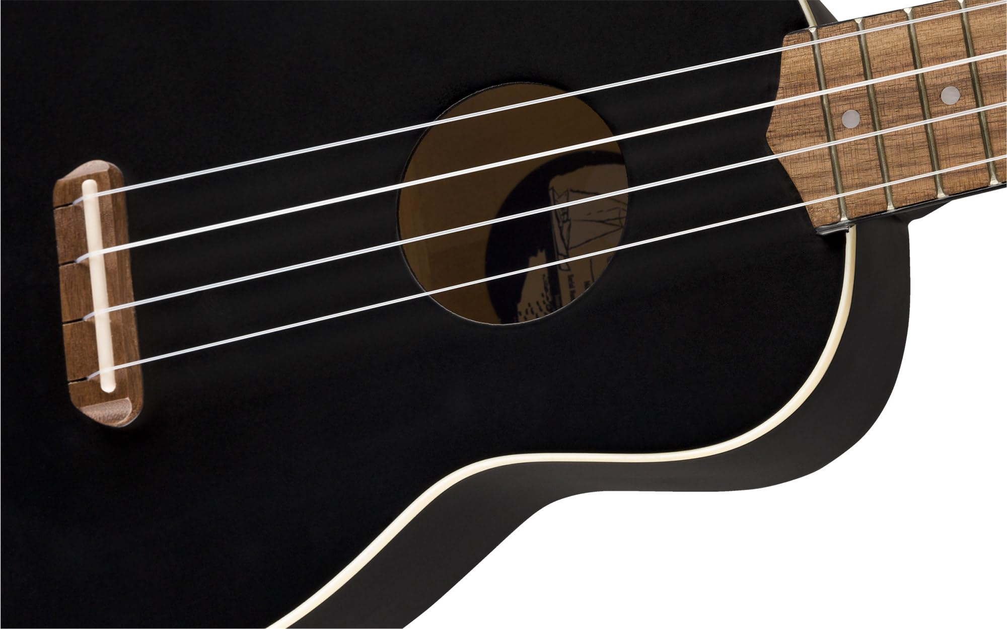 Fender Venice Soprano Ukulele - Black Bundle With Gig Bag, Tuner, And Austin Bazaar Instructional Dvd