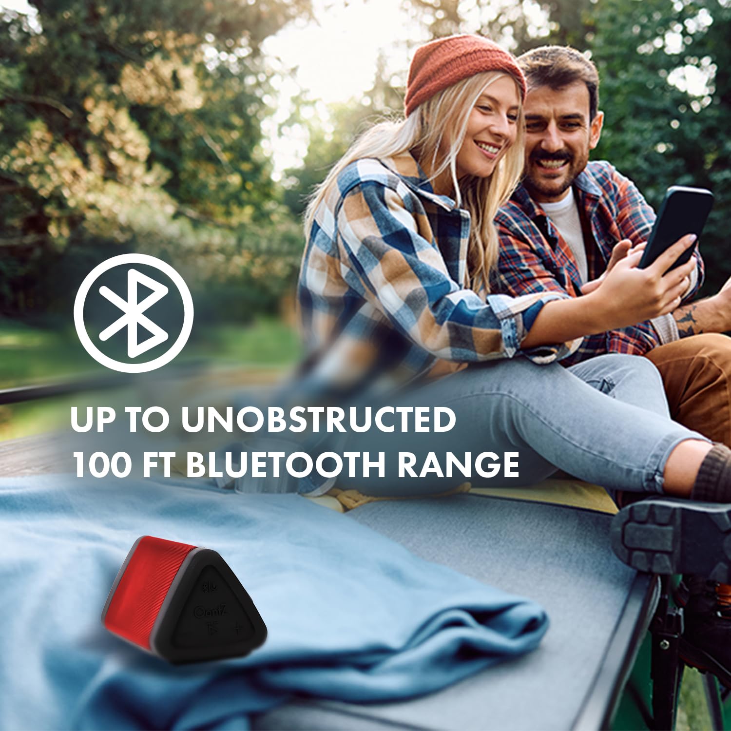 Oontz Angle 3 Bluetooth Speaker, Portable Wireless Speaker, 10 Watts, Up To 100 Unobstructed Feet Bluetooth Range, Ipx5 Waterproof, Crystal Clear Sound, Red