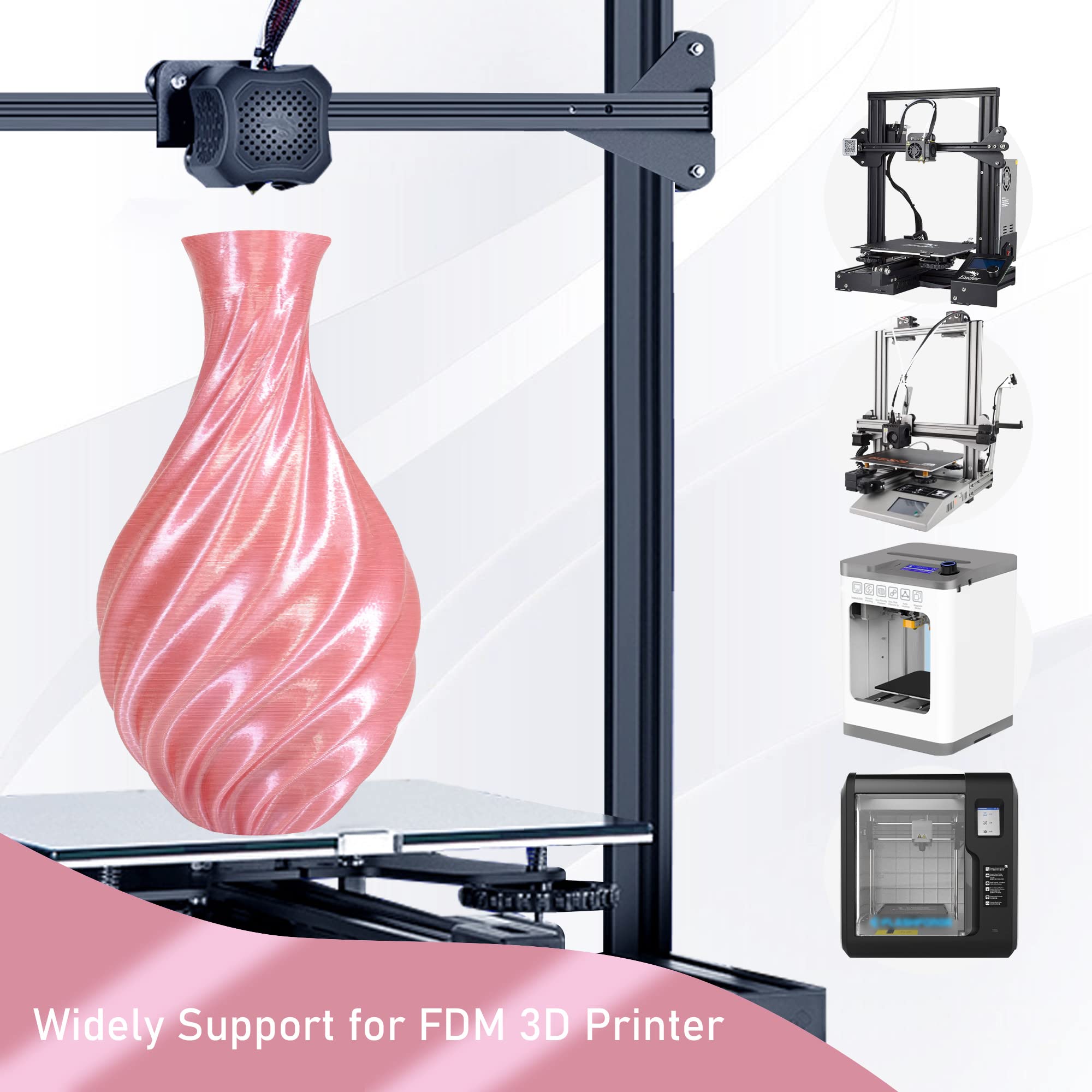 Mika3D Silk Metallic Rose Gold Pink Shiny Pla Filament, 1Kg 2.2Lbs 3D Printing Material With 1.75Mm High Diameter Accuracy, Neat