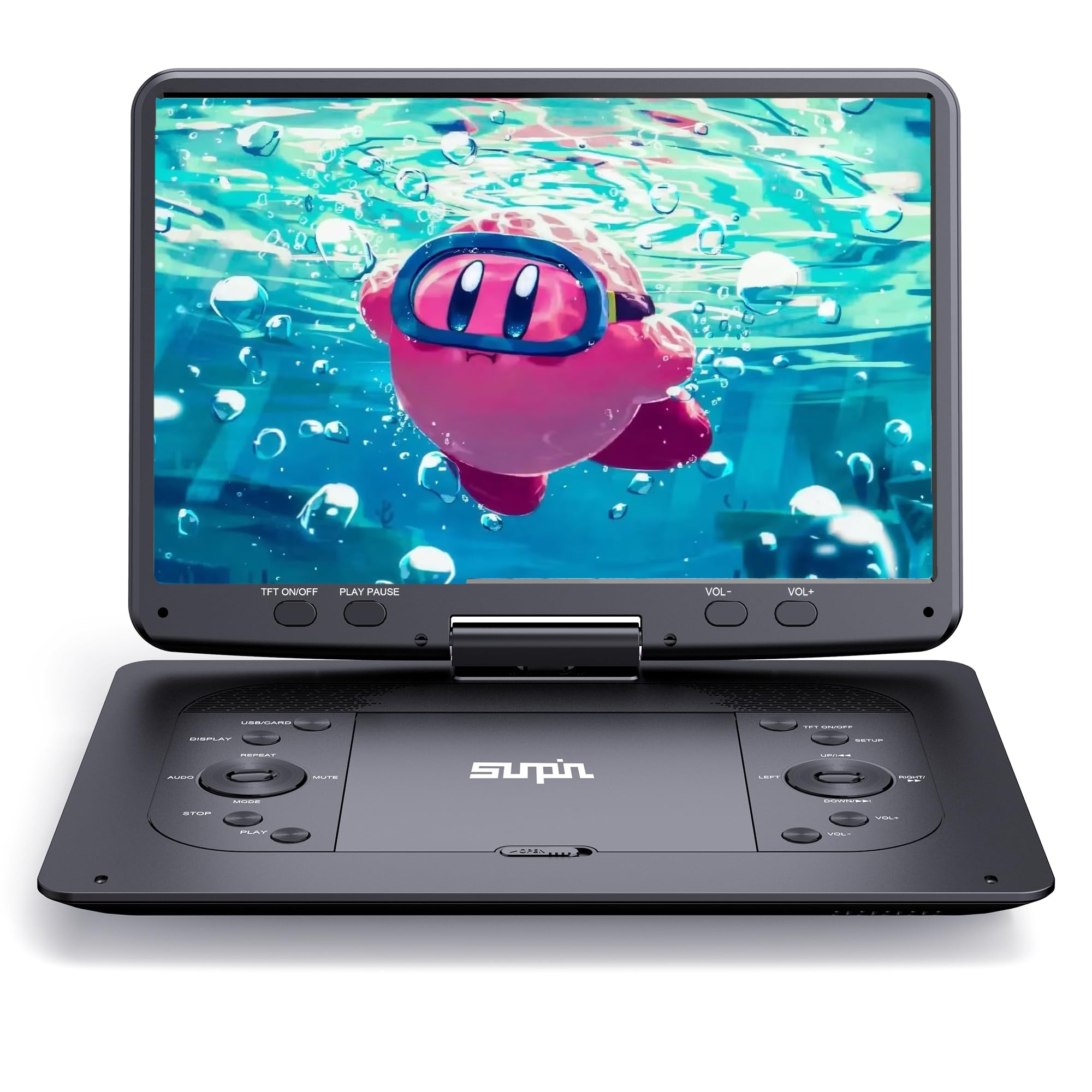 16.9''Portable Dvd Player With 14.1''Hd Large Screen,Kids Dvd Players,Unique Extra Button Design,Portable With 5 Hrs Rechargeabl