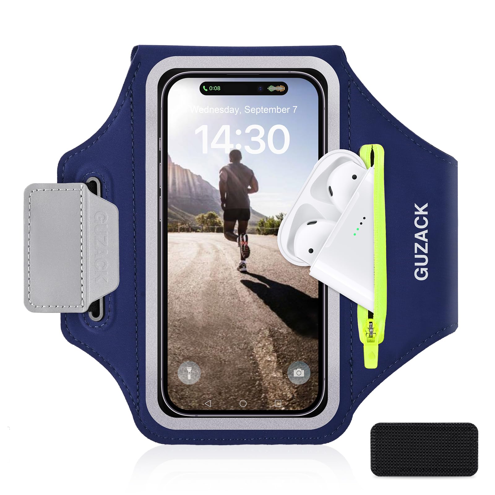 Guzack Running Armband, Running Phone Holder With Key Pockets & Card Slot For Iphone 15 14 13 12 11 Pro Max Plus, Galaxy S24 S23