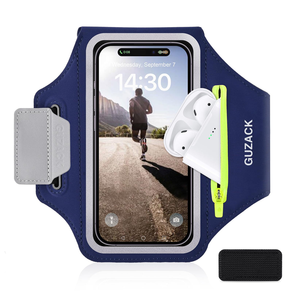 Guzack Running Armband, Running Phone Holder With Key Pockets & Card Slot For Iphone 15 14 13 12 11 Pro Max Plus, Galaxy S24 S23