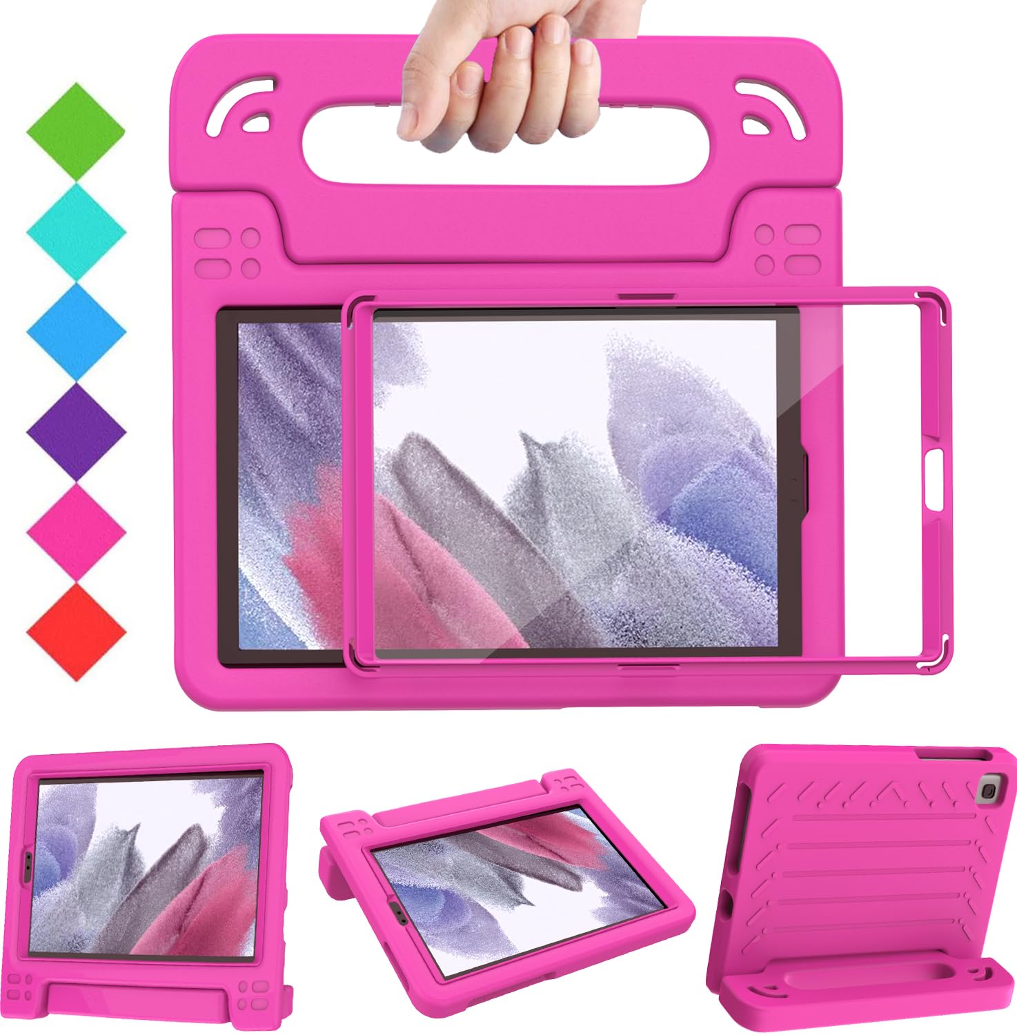 BMOUO Kids Case for Samsung Galaxy Tab A7 Lite 8.7 inch 2021 - with Screen Protector, Shockproof Lightweight Convertible Handle 