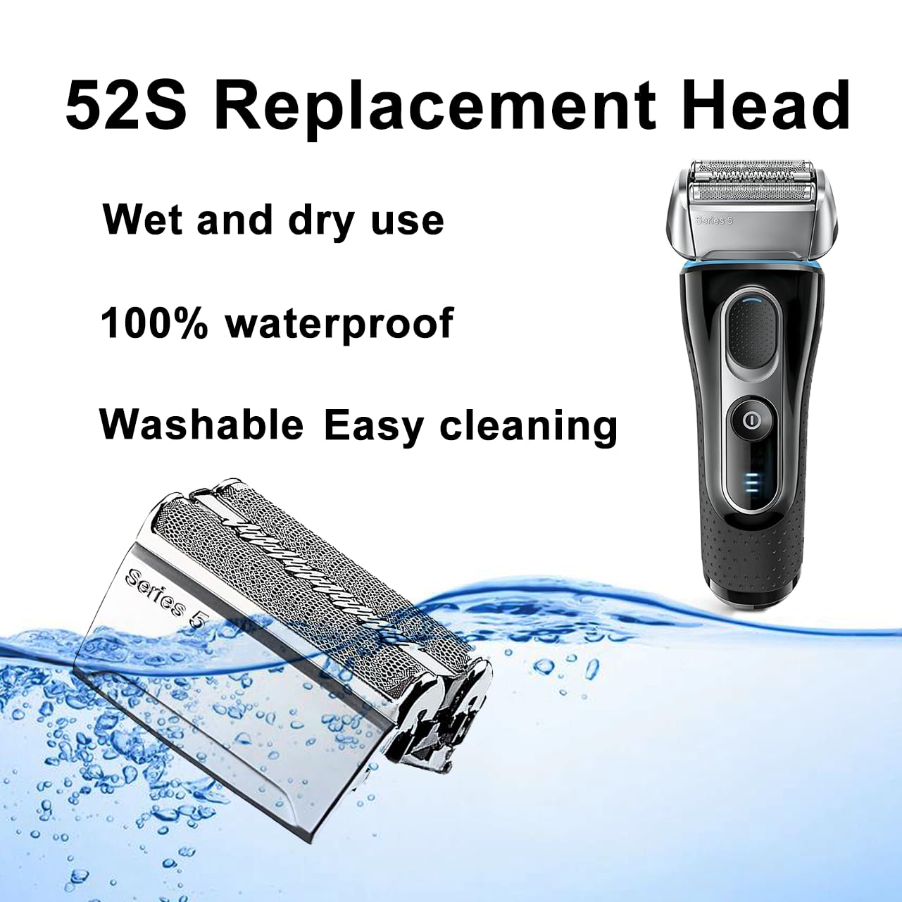 52S Series 5 Electric Shaver Replacement Head Compatible With Braun Series 5 Foil Shaver Replacement Heads 5090/5190Cc, 5040/514