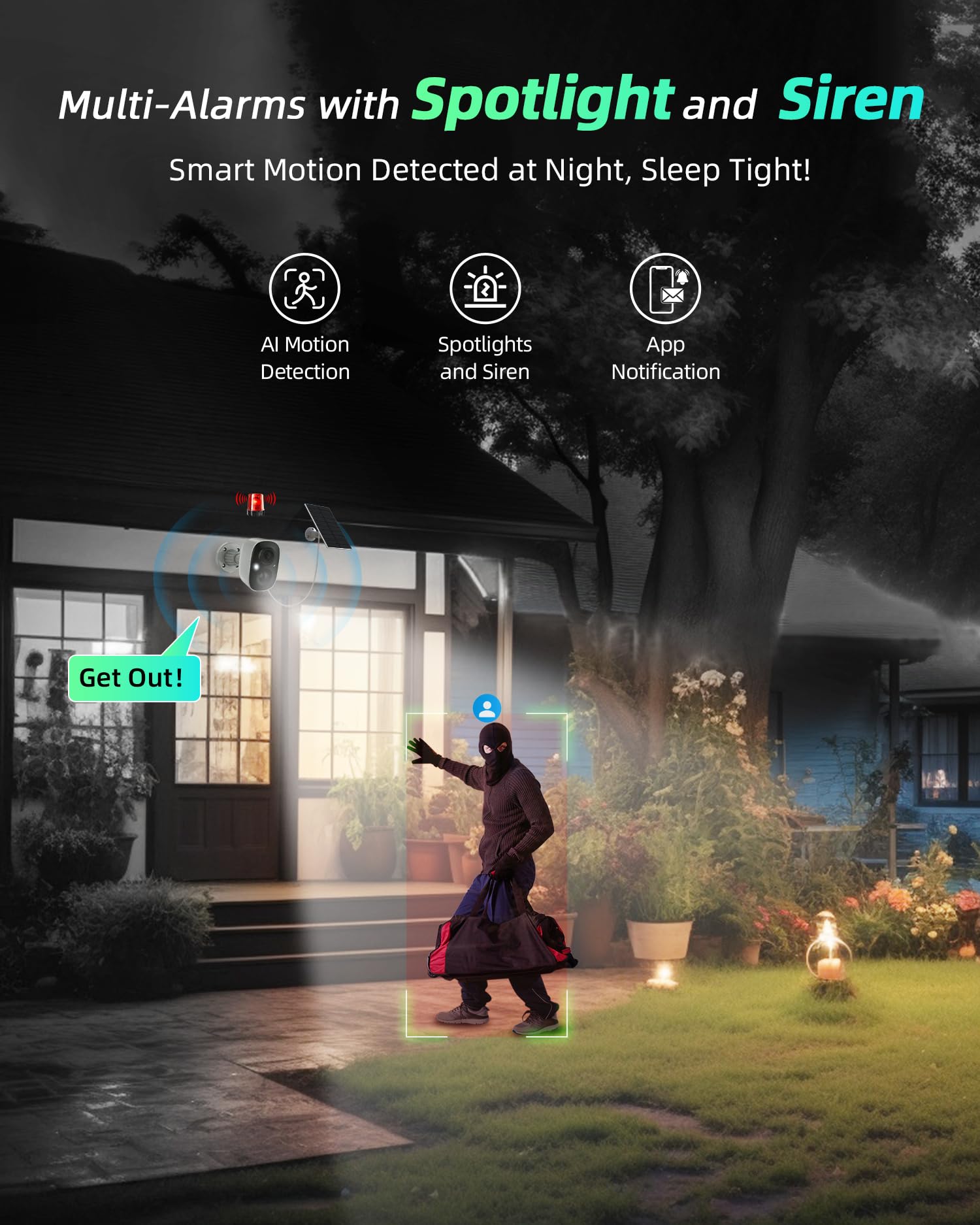 Maxiviz Solar Security Camera Wireless Outdoor, 1080P Cameras For Home Security Outside With Ai Motion Detection, Color Night Vi