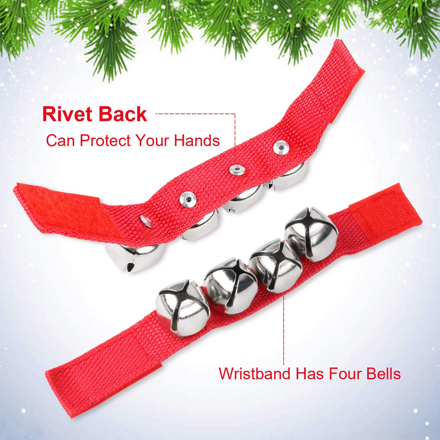 20Pcs Christmas Wrist Band Jingle Bells, Musical Instruments For Christmas Party Favors (Silver)