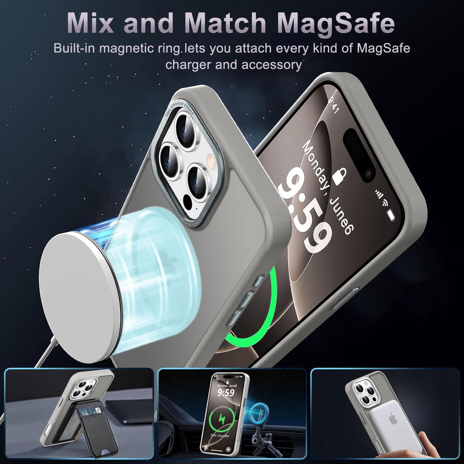 Newfuture Designed For Iphone 16 Pro Max Case With Magnetic [13 Ft Military Drop Protection] [Compatible With Magsafe] Slim Tran