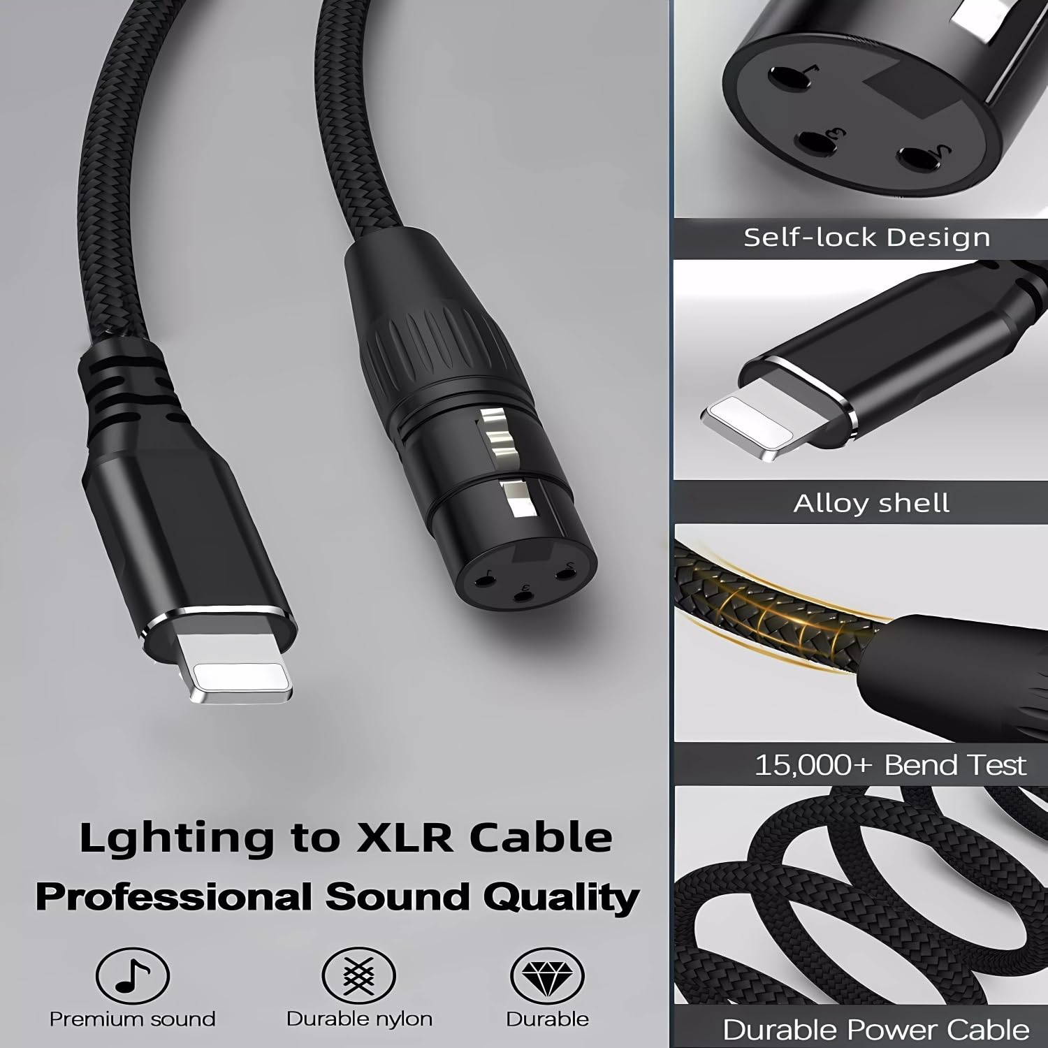 Wltasuy Xlr To I-Phone Microphone Cable 6.6Ft,Xlr Female To Lighting Mic Link Converter,For Microphones Or Recording Karaoke Sin
