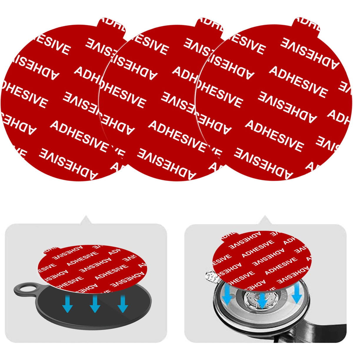 Pkyaa Dashboard Pad Mounting Disk Sticky Adhesive Replacement Kit, 3Pcs 2.76'(70Mm) Circle Heat Resistant Double Sided Stickers For Suction Cup Car Phone Holder Disc & Windshield Dash Cam