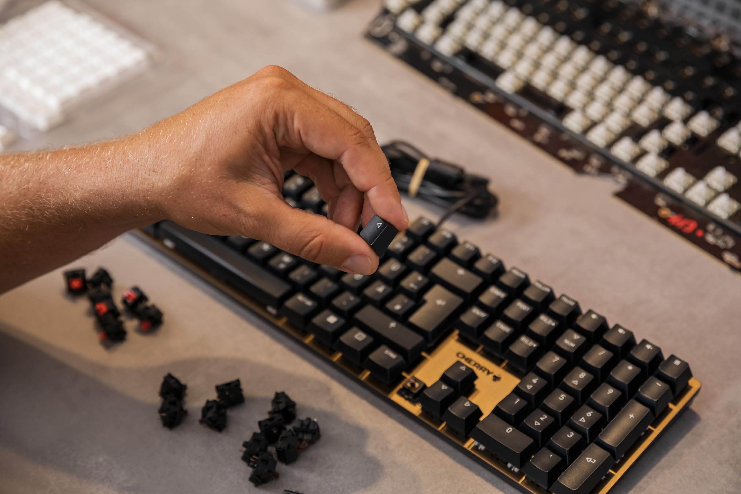 Cherry Kc 200 Mx Mechanical Office Keyboard With New Mx2A Switches. Modern Design With Metal Plate Frame. (Bronze W/Mx2A Brown S