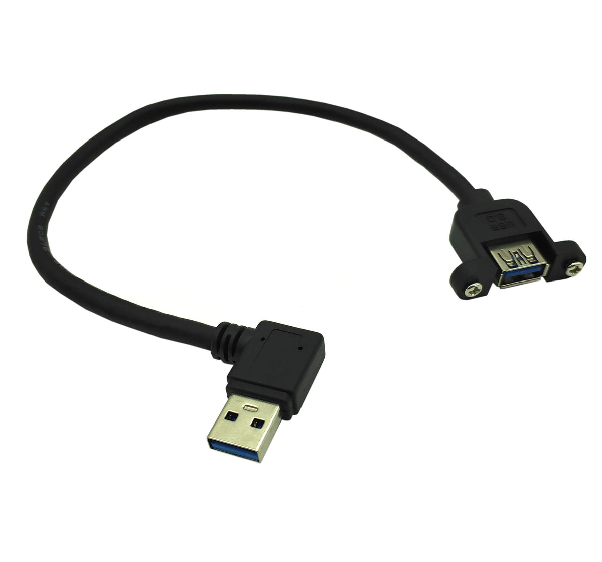 Panel  Mount Usb 3.0 Extension Cable, Haokiang 1 Ft/30Cm 90 Degree Right Angle Usb 3.0 Type A Male To Type A Female With Screw H