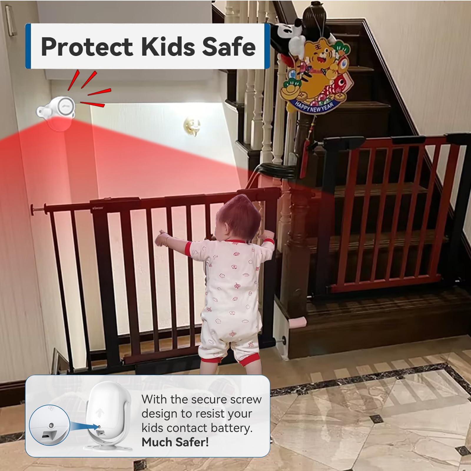 Cpvan 125Db Loud Motion Sensor Alarm With 328Ft Remote Control (40Ft Pir Detector, Batteries), Indoor Wireless Infrared Security