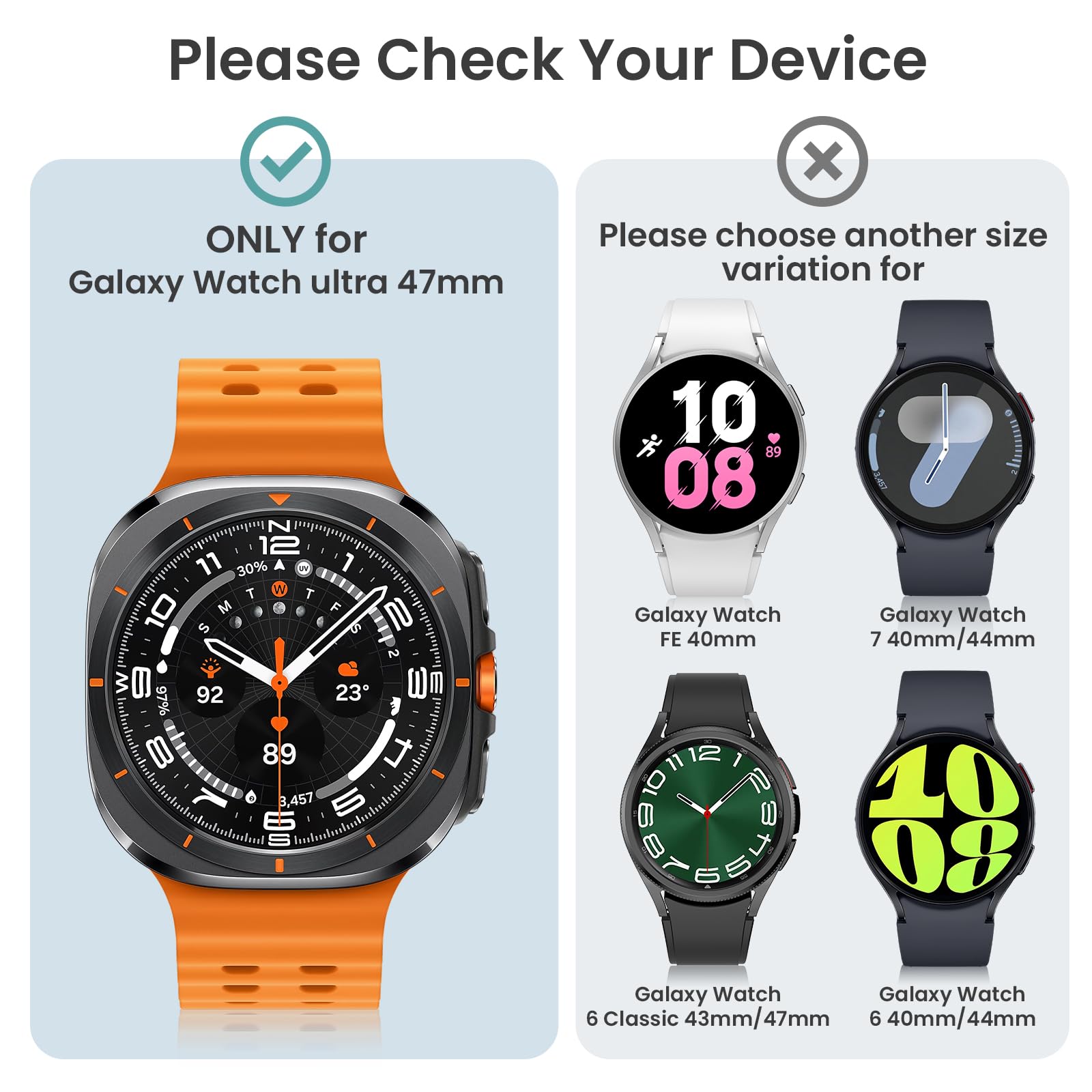 Tensea [2Pack For Samsung Galaxy Watch 7 Ultra 2024 Screen Protector Case 47Mm Accessories, Protective Face Cover For 47 Mm, Har