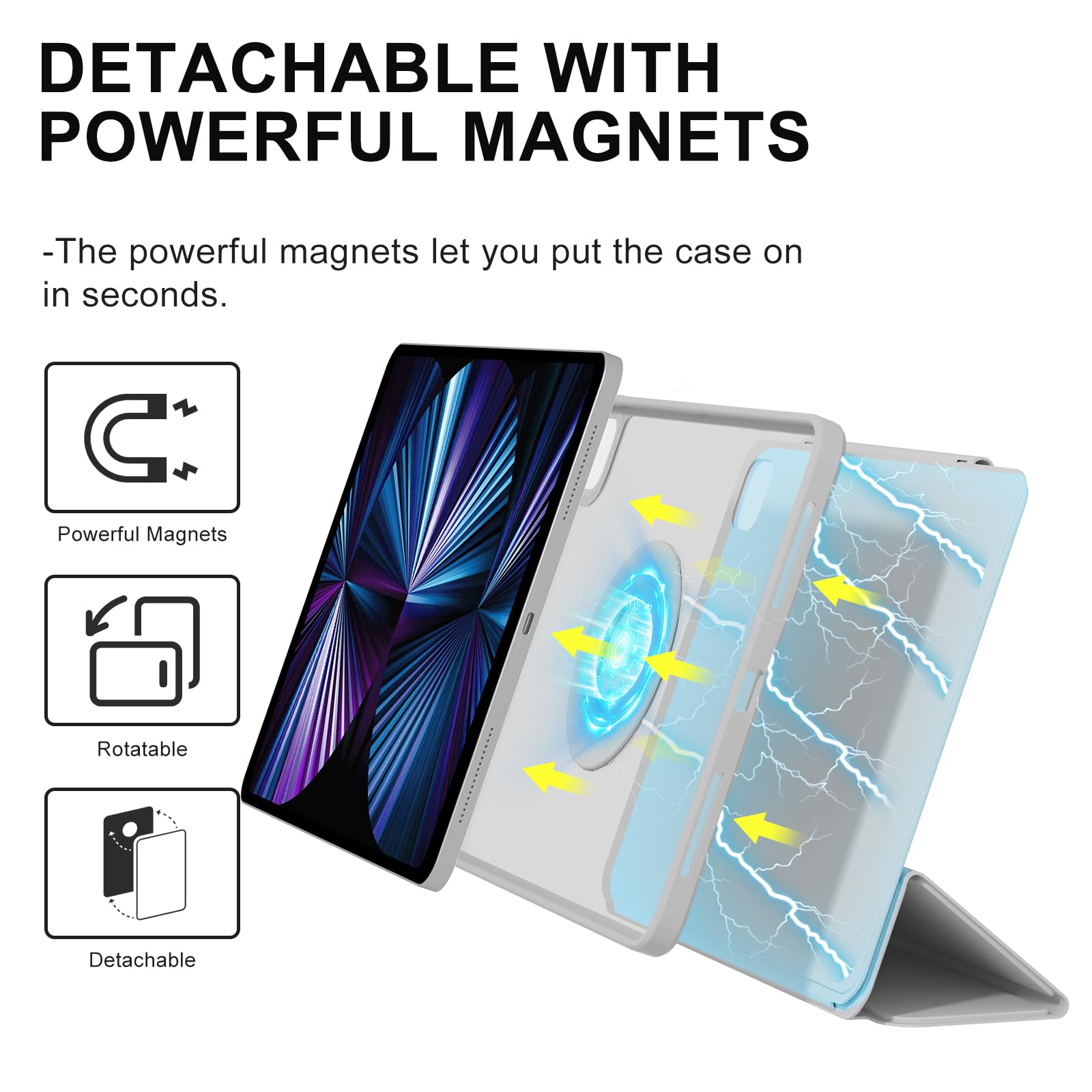 Zenlu Ipad Pro 11 Inch Case With Removable Magnetic Folio Cover, Premium Pu Leather, Multiple Angles Stand, Pencil Slot Charging