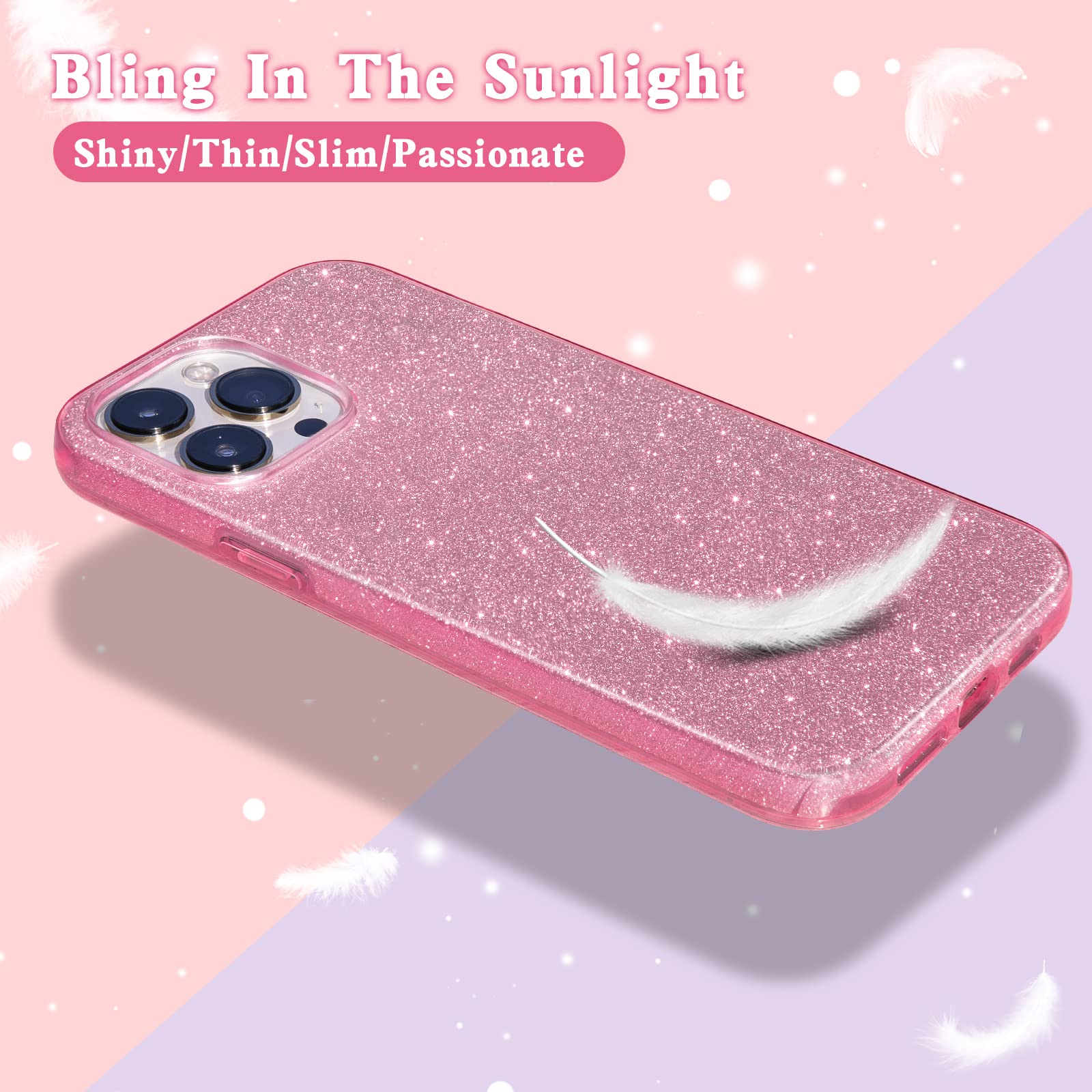 MATEPROX iPhone 13 Pro Case Bling Sparkle Protective TPU Pink 6.1 inch
