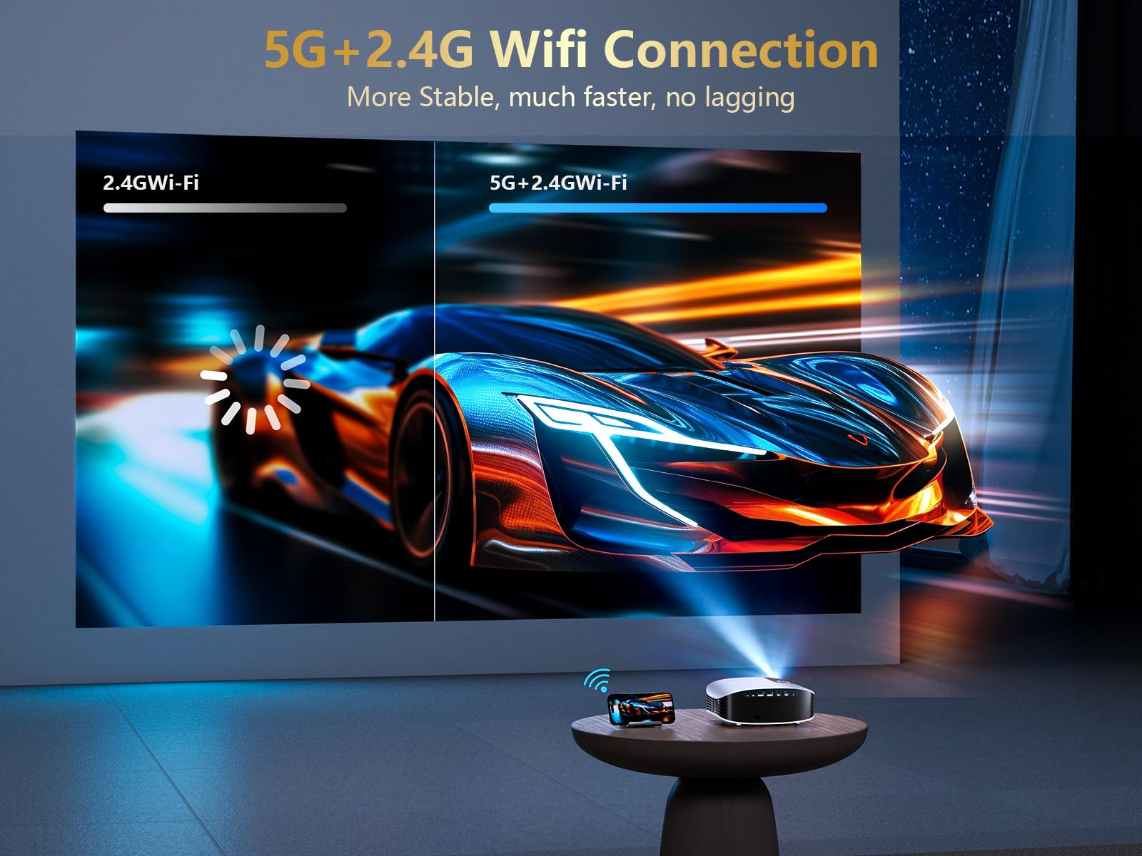 Goodee Smart 4K Projector With 5G Wifi And Bluetooth, Netflix/Amazn Prime Video Certified, Dolby Audio, 800Ansi Outdoor Projecto