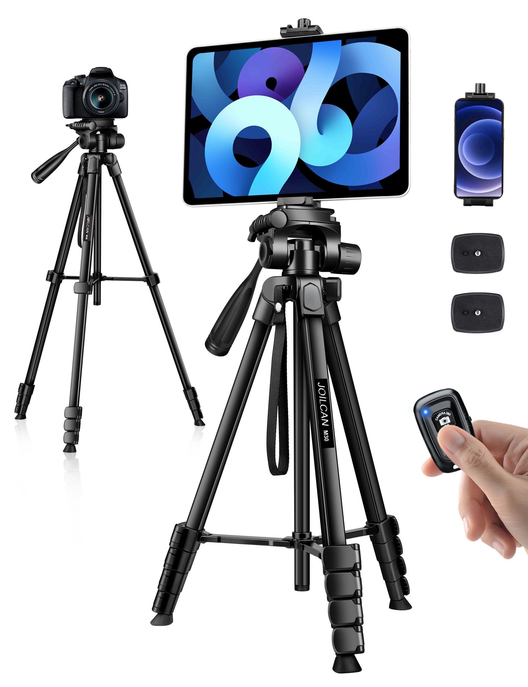 Joilcan Phone Tripod Stand, 68'' Tripod For Ipad Iphone Tablet With Remote Universal Holder Carry Bag, Travel Aluminum Tripod Fo