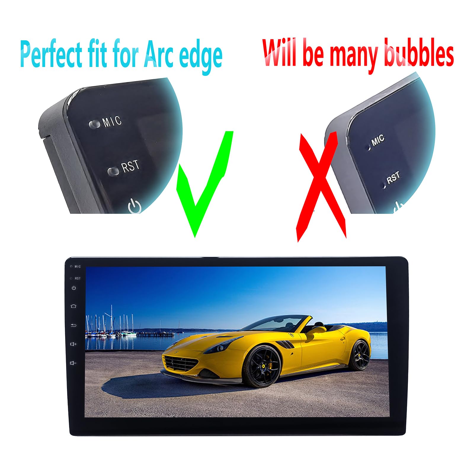 2Pack Tempered Glass Screen Protector For Double Din Android Car Radio Stereo Player Auto Gps Navigation 9 Inch Universal Protec