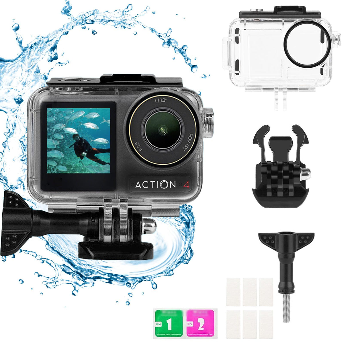 Pctc 45M(148Ft) Waterproof Case For Dji Osmo Action4, Accessories For Dji Osmo Action3/4 Waterproof Case,Protective Underwater D