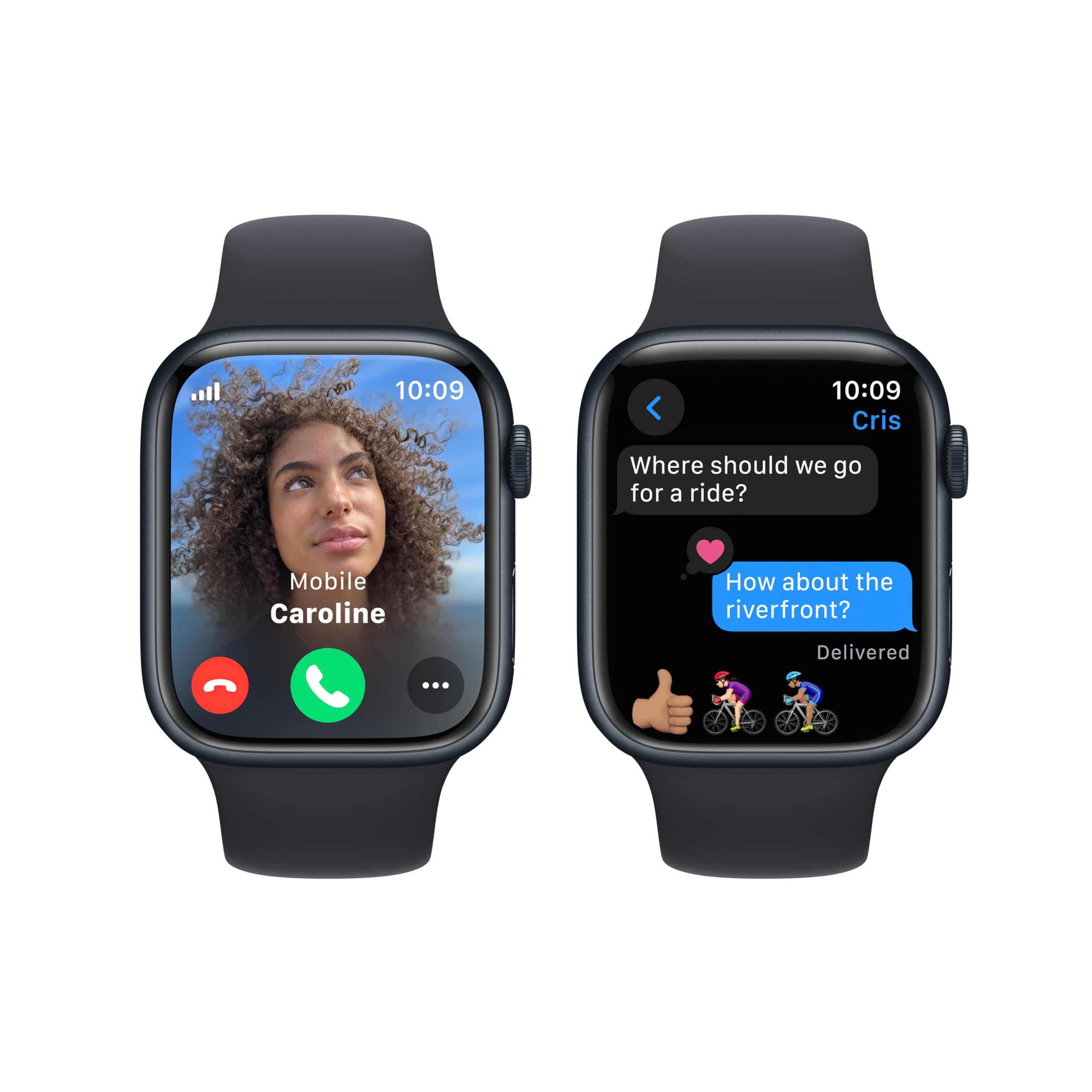 Apple Watch Series 9 (GPS + Cellular 45mm) Midnight Aluminum Case with Midnight Sport Band M/L (Renewed)