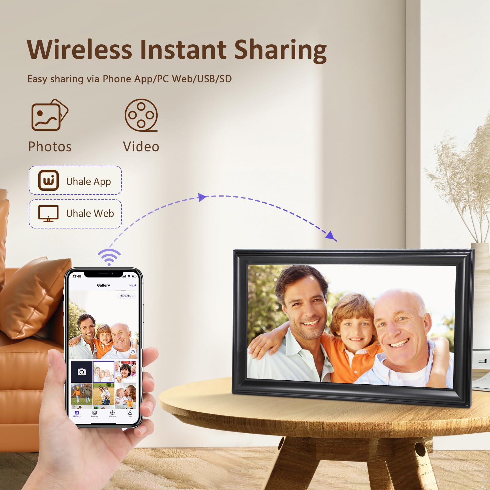 16 Inch Large Digital Picture Frame, Canupdog Wifi Digital Photo Frame With 1920 * 1080 Ips Touchscreen, 32Gb Storage, Auto Rota