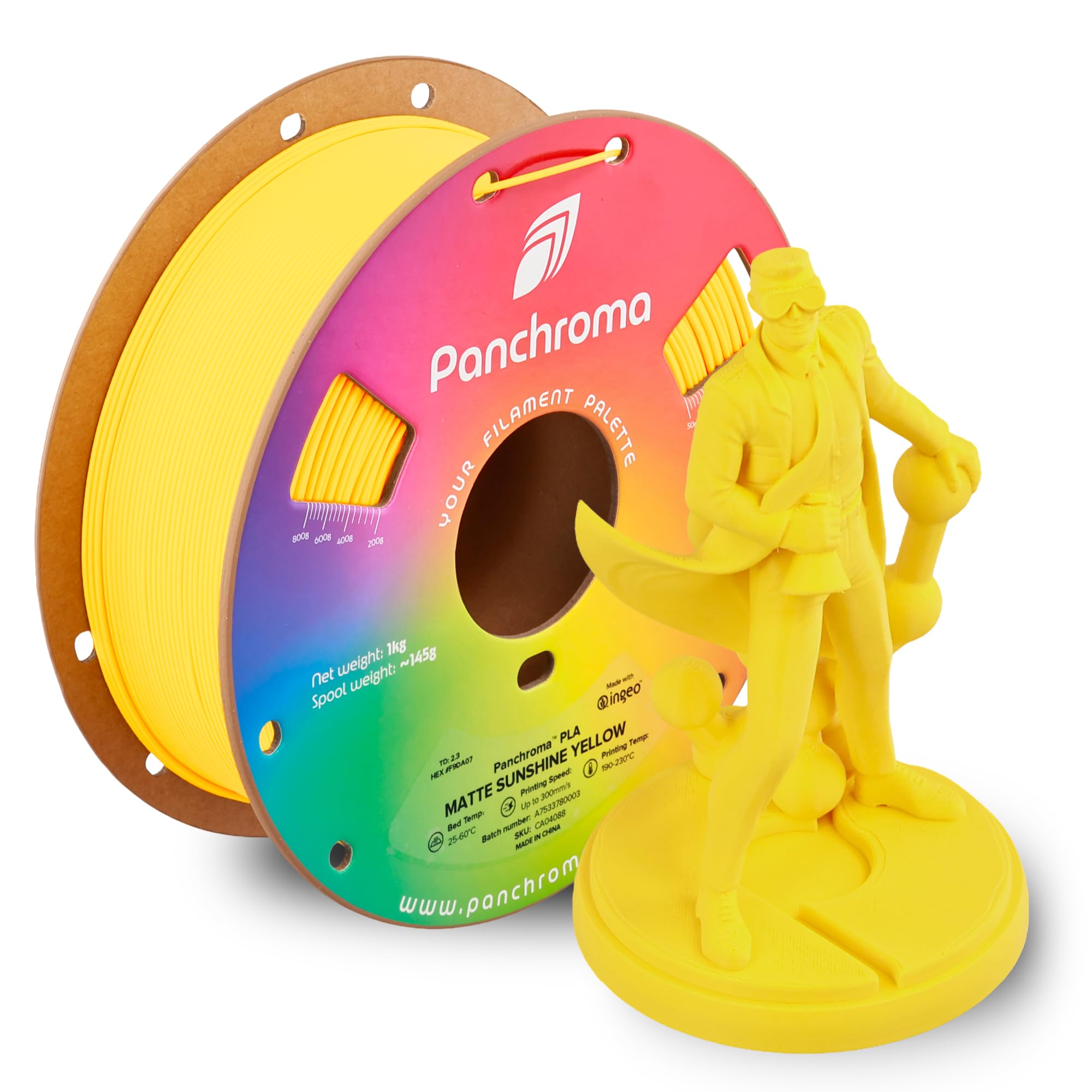 Polymaker Panchroma Matte PLA Filament, Sunshine Yellow 1.75mm 1kg 3D Printing Filament, Formerly Polyterra Matte, Fits Most FDM