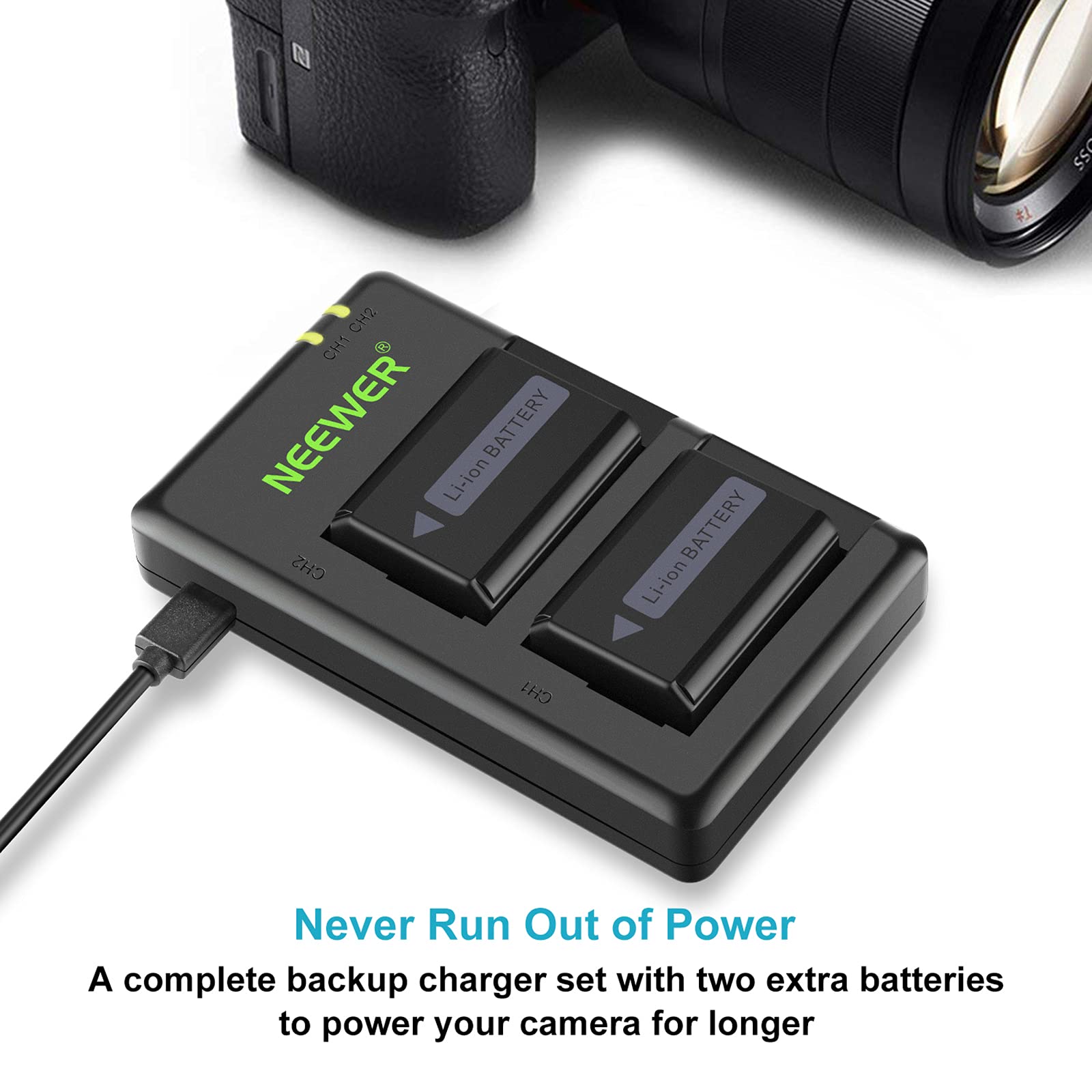 Neewer Np Fw50 Camera Battery Charger Set Compatible With Sony Zv E10, A7, A7R, A7Rii, A7Ii, A7Sii, A7S, A3000, A5000, A6000, A6