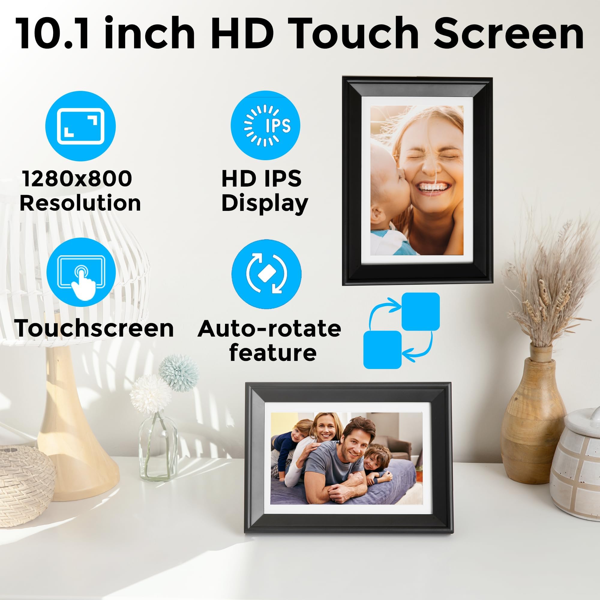 Photospring 10In Wifi Digital Picture Frame | Load Family Photos By Email, App, Web, Usb/Sd | A Great Gift | Easy Touchscreen Se