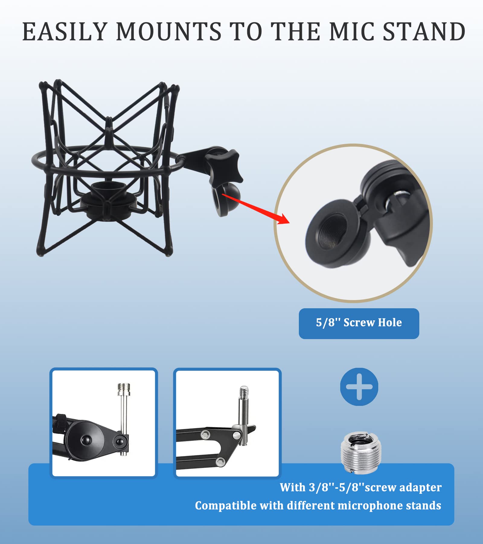 Suuntok Microphone Shock Mount Anti Vibration Mic Holder Spider Recording Mic Shockmount Stand Compatible With Neumann U87 Ai, U