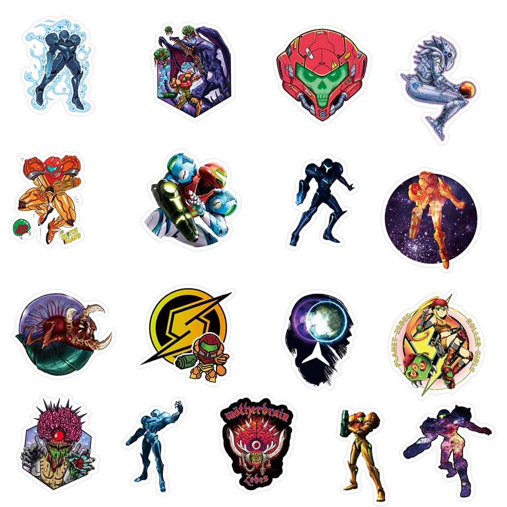 50Pcs Metroid Merchandise Stickers Pack, Cool Game Vinyl Waterproof Stickers For Water Bottles,Laptop,Skateboard,Phone,Computer,