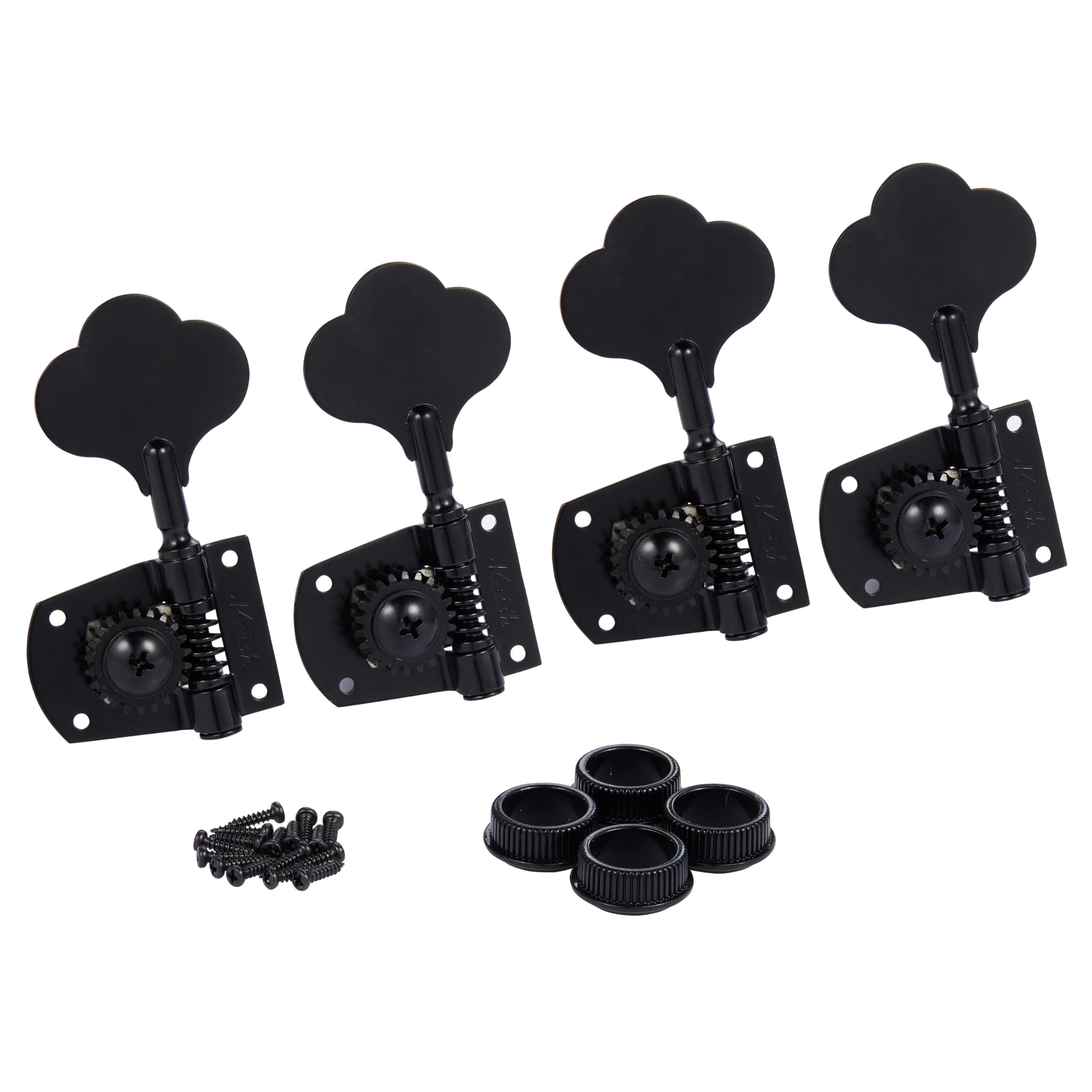 KAISH Black Lefty Cloverleaf Bass Tuners Bass Tuning Machines Bass Tuning Keys for Standard/Highway One Series Jazz J Bass/Preci
