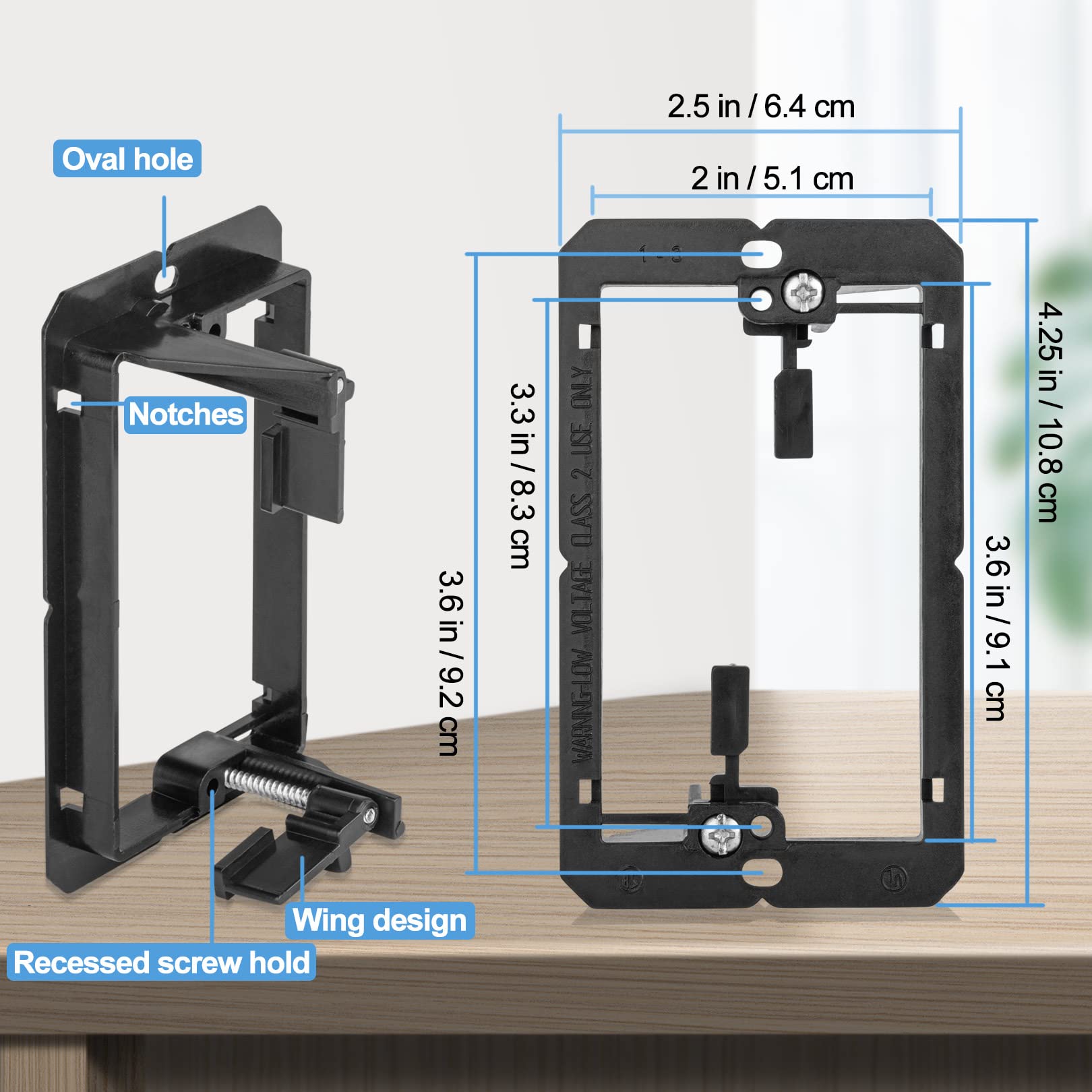 25Pack Low Voltage Mounting Bracket 1 Gang 2 Ring Drywall Cables Pass Through Wall Plate Wallboard Single Gypsum Board Outlet Hi