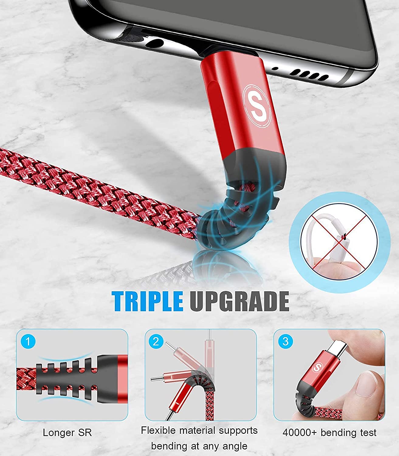 Usb Type C Charger Cable [3Pack,10Ft+6.6Ft+3.3Ft], Power Charging Cable For Kindle Fire Hd 10 9Th 2019 8 10Th 2020 Paperwhite 11