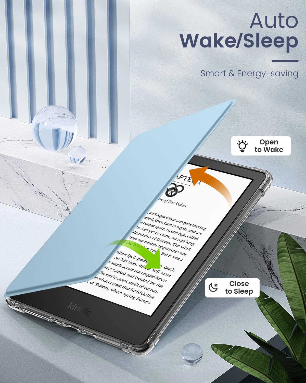 MoKo Case for 6' All New Kindle (11th Generation 2024/2022 Release), Ultra Clear Soft Flexible Transparent TPU Back Cover with Auto Wake/Sleep for Kindle 11th Generation 2024, Sky Blue