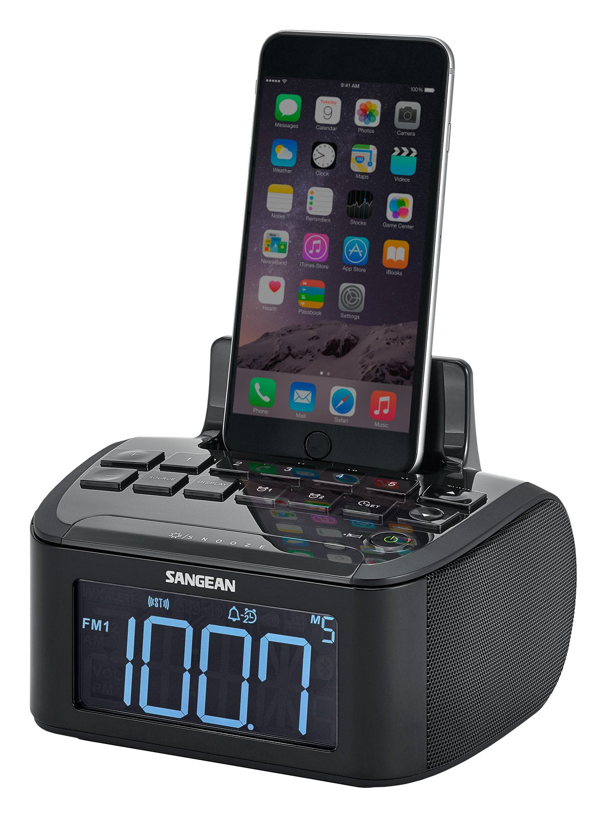 Sangean America, Inc. Rcr-28 Am/Fm-Stereo/Aux-In Digital Tuning Clock Radio With Lightning Connector Dock For Iphone 5/5S/5C/6/6