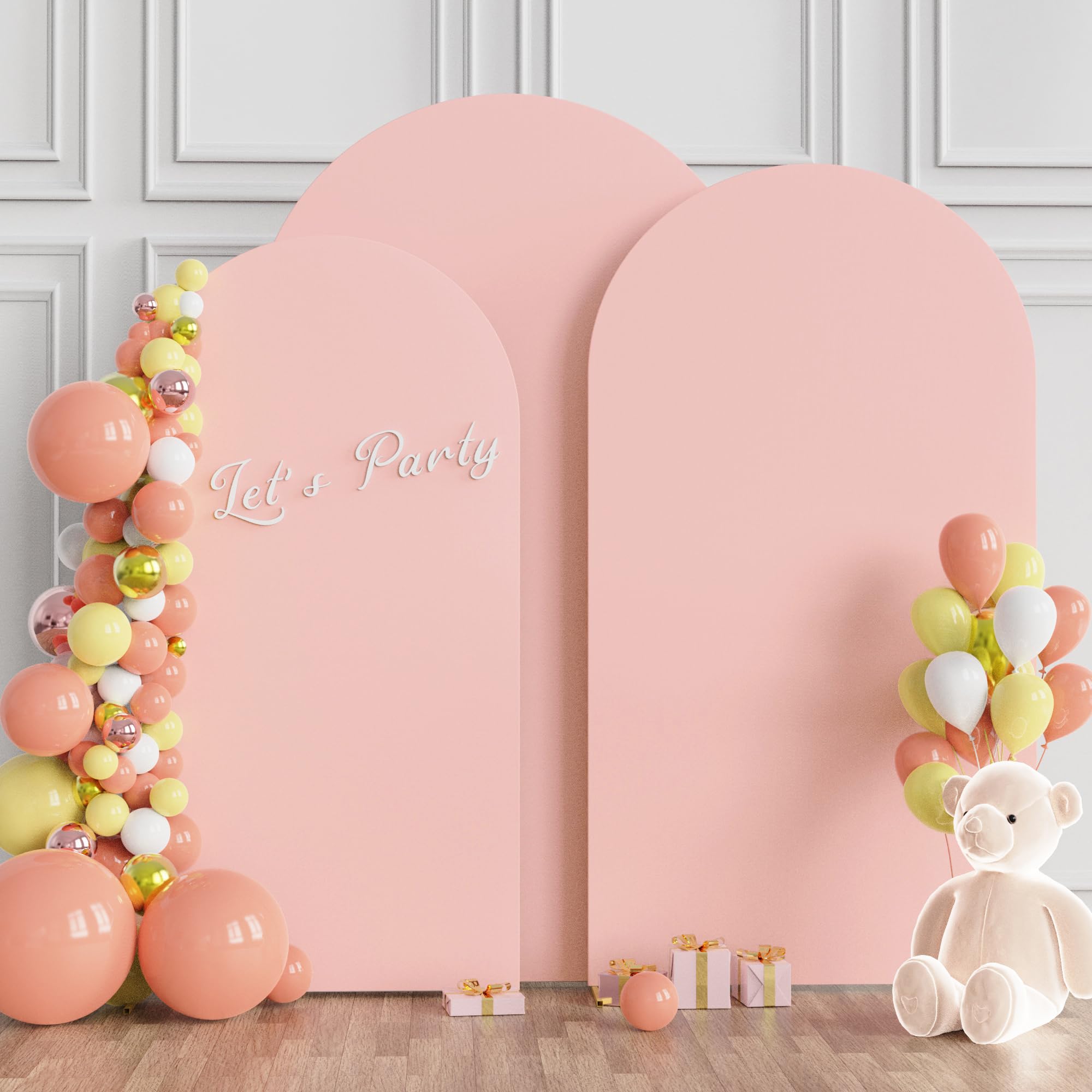 Wokceer Wedding Arch Cover (7.2Ft, 6.6Ft, 6Ft) Set Of 3 Spandex Fitted Wedding Arch Stand Covers For Round Top Chiara Arch Backd