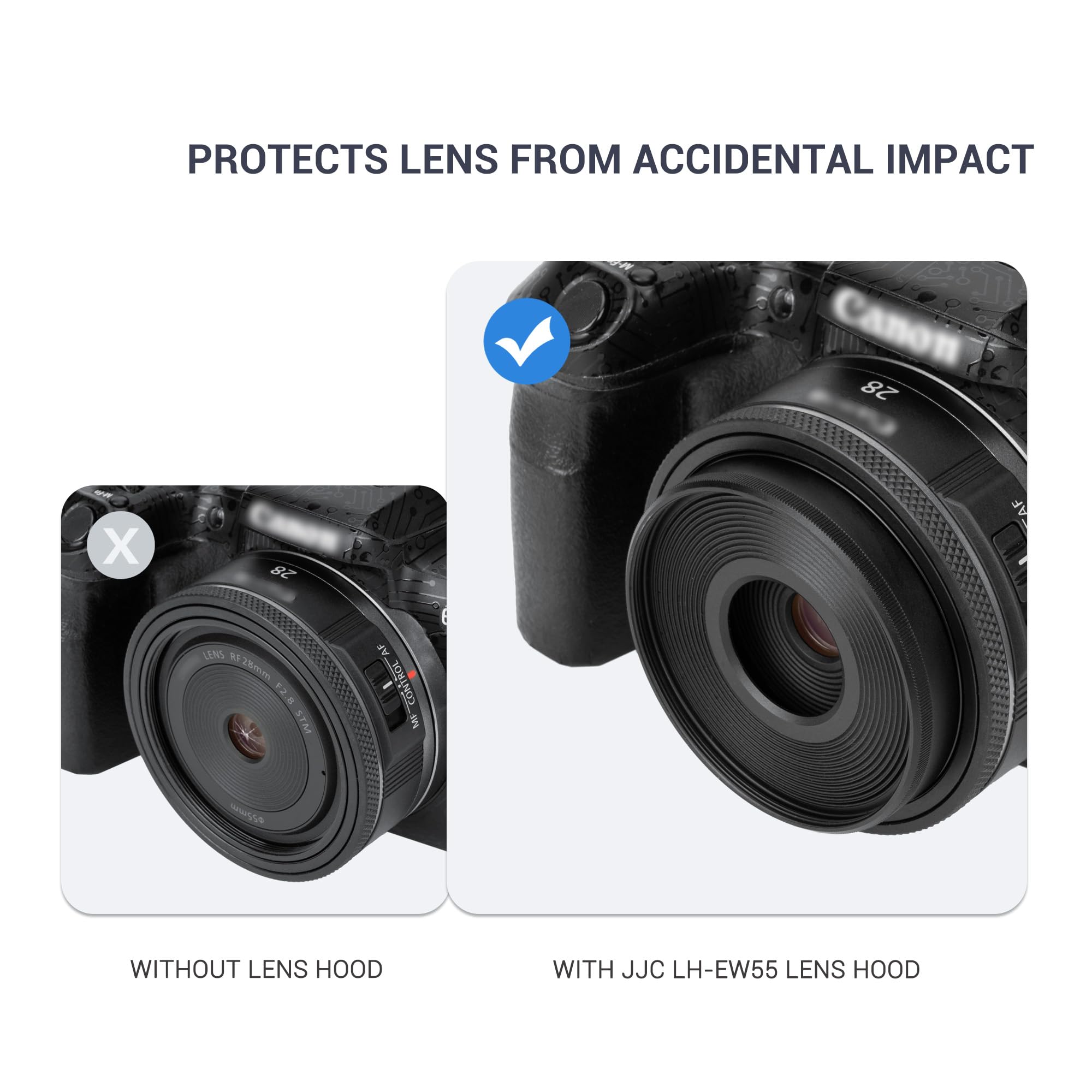 Lens Hood For Canon Rf 28Mm F/2.8 Stm Lens, Rf 28Mm Lens Hood, Lens Hood Replace Canon Ew 55 Hood, Compatible With 55Mm Filters