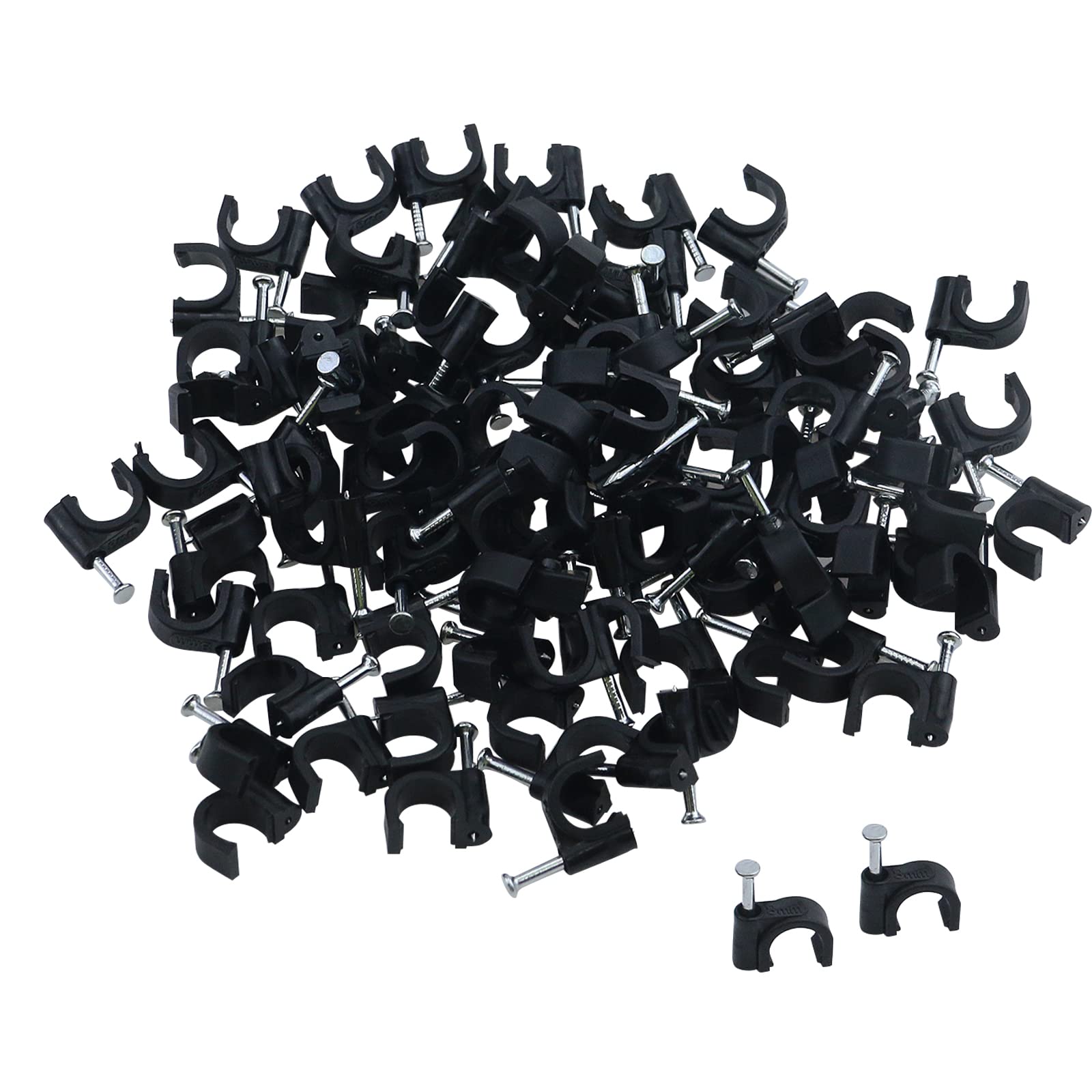 Antrader Nail In Cable Clips, Ethernet Cable Nails Tacks Clips 8Mm For Rg6 Cat6 Cable Management, Black, 100Pcs